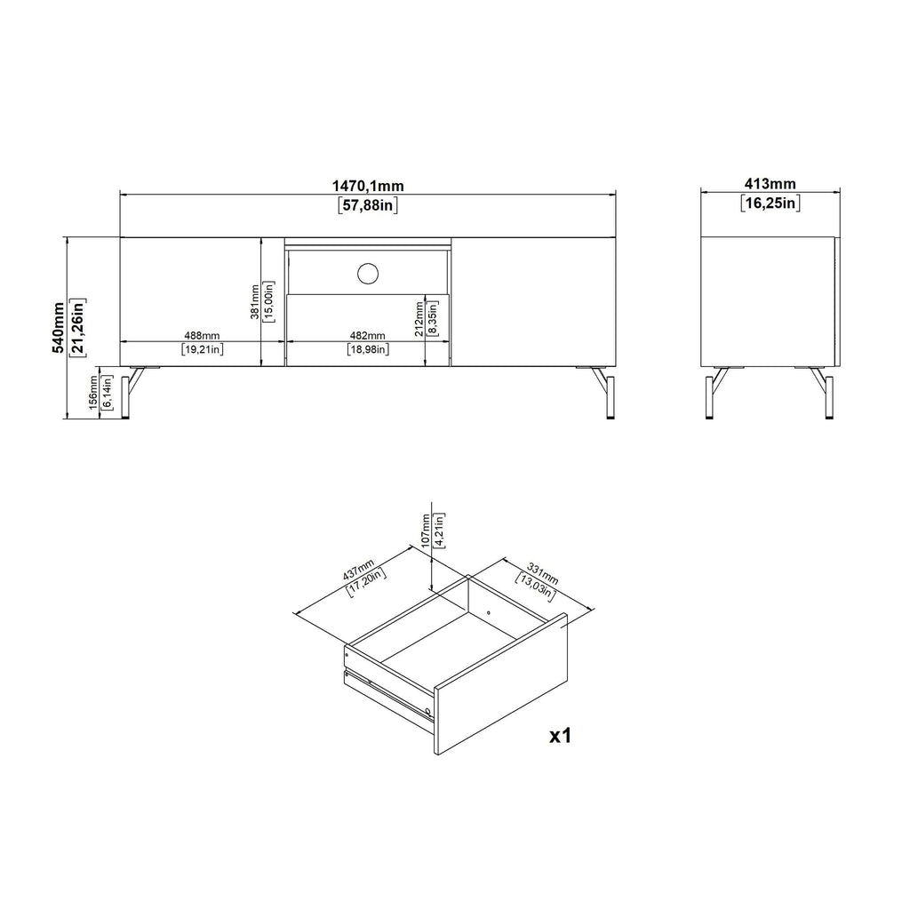 Kendall TV-Unit with 2 Doors + 1 Drawer Oak and Black - image 9
