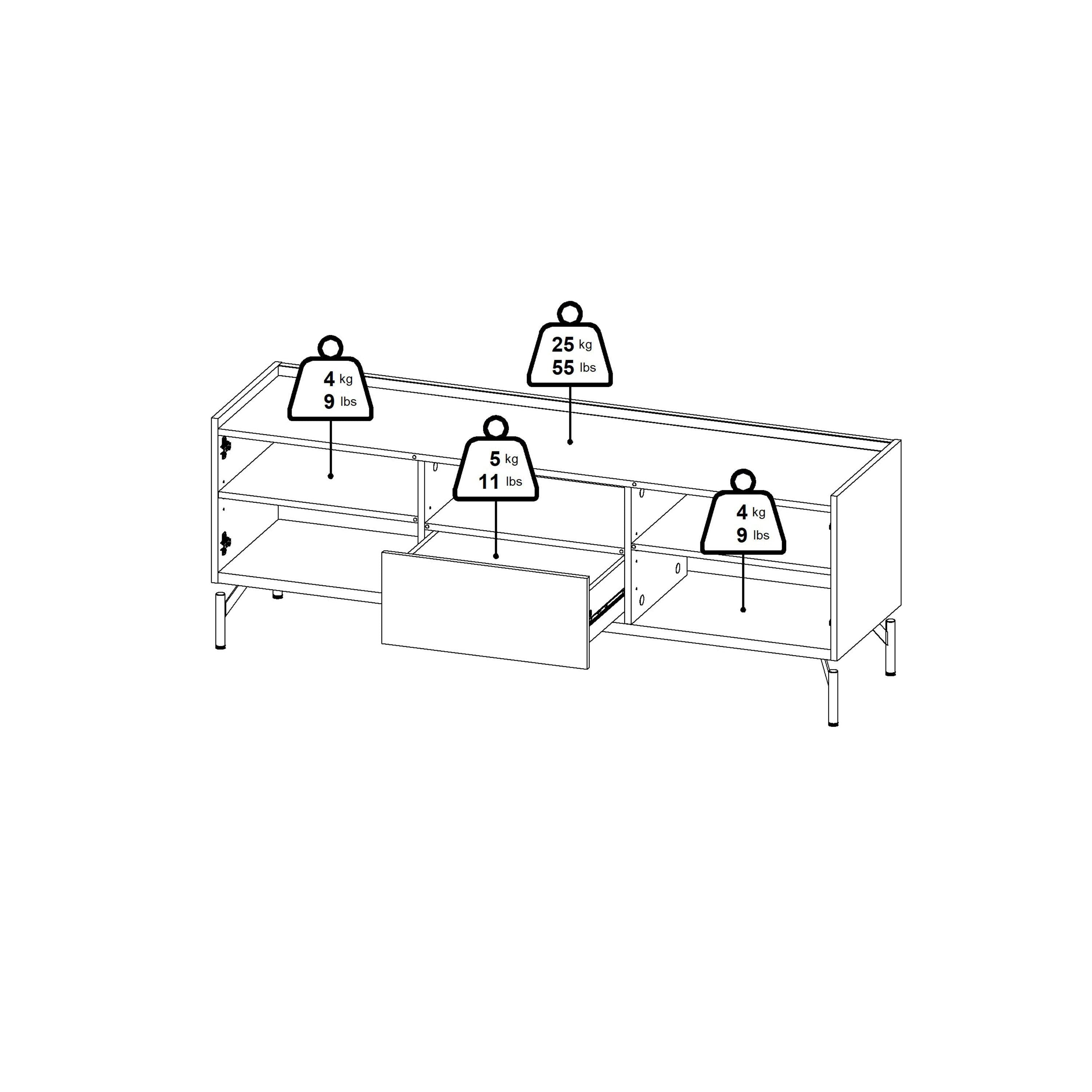 Kendall TV-Unit with 2 Doors + 1 Drawer Oak and Black - image 11