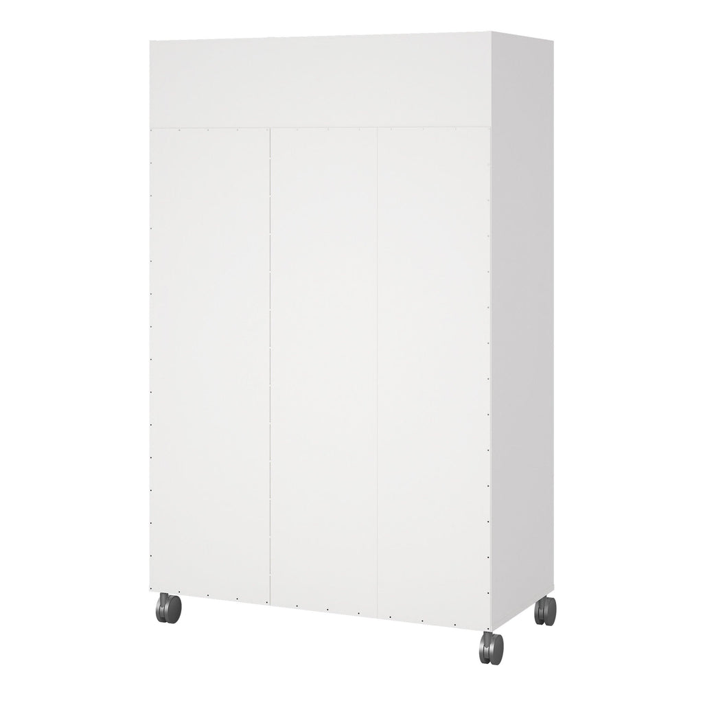 Uppsala Open Mobile Wardrobe Unit in White with a Beige Textile Curtain on Wheels - image 4