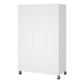 Uppsala Open Mobile Wardrobe Unit in White with a Beige Textile Curtain on Wheels - image 4