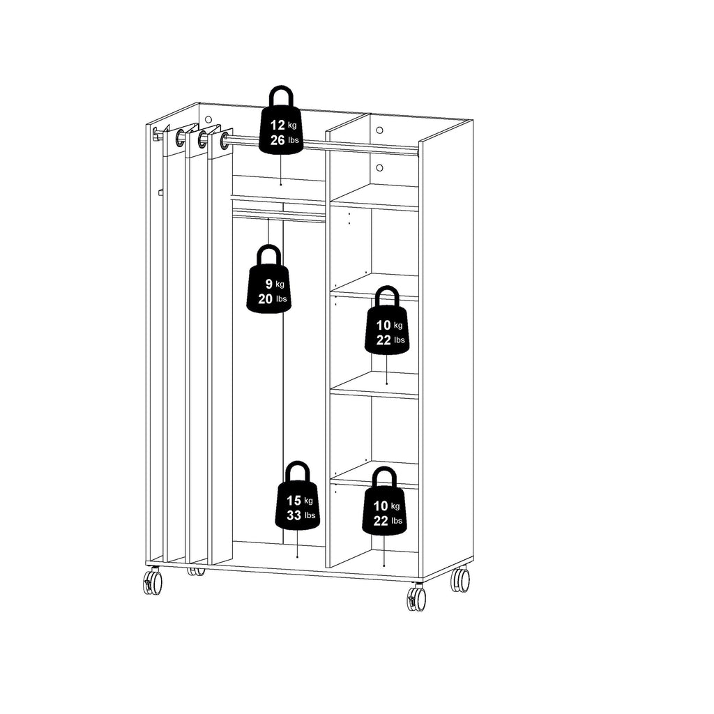 Uppsala Open Mobile Wardrobe Unit in Jackson Hickory Oak with a Beige Textile Curtain on Wheels - image 10
