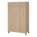 Uppsala Open Mobile Wardrobe Unit in Jackson Hickory Oak with a Beige Textile Curtain on Wheels - image 4