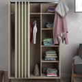 Uppsala Open Mobile Wardrobe Unit in Jackson Hickory Oak with a Beige Textile Curtain on Wheels - image 5