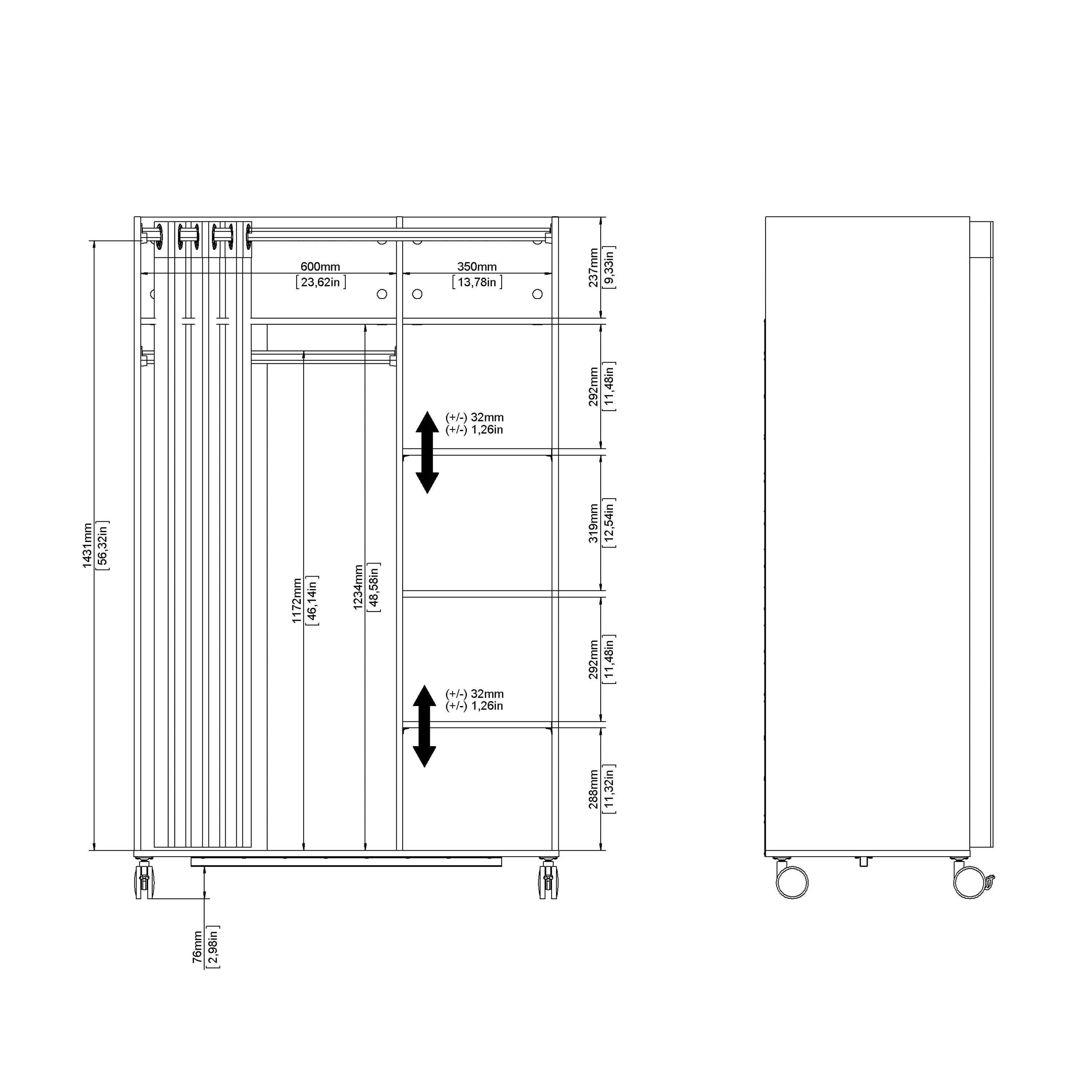 Uppsala Open Mobile Wardrobe Unit in Jackson Hickory Oak with a Beige Textile Curtain on Wheels - image 9