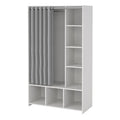 Uppsala Open Wardrobe Unit in White with a Grey Textile Curtain - image 3