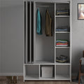Uppsala Open Wardrobe Unit in White with a Grey Textile Curtain - image 5