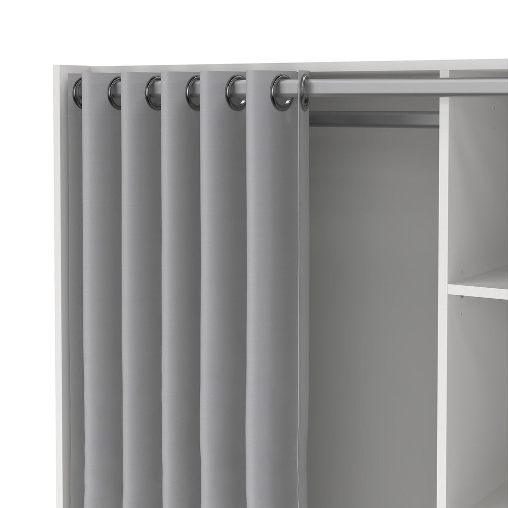 Uppsala Open Wardrobe Unit in White with a Grey Textile Curtain - image 6