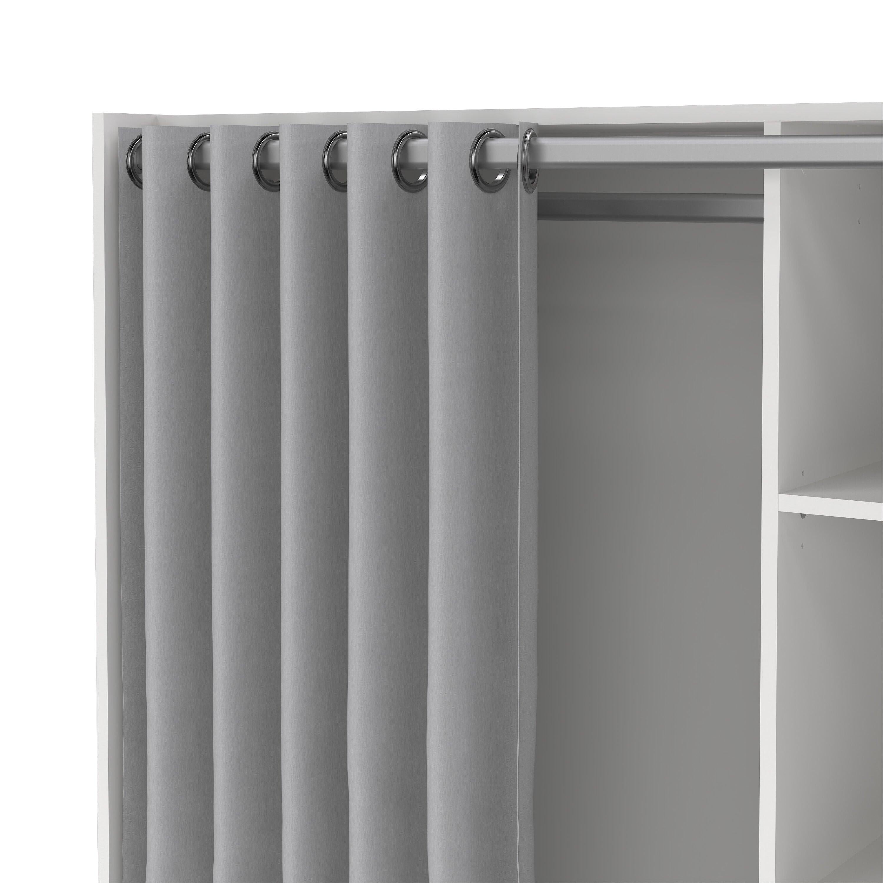 Uppsala Open Wardrobe Unit in White with a Grey Textile Curtain - image 6