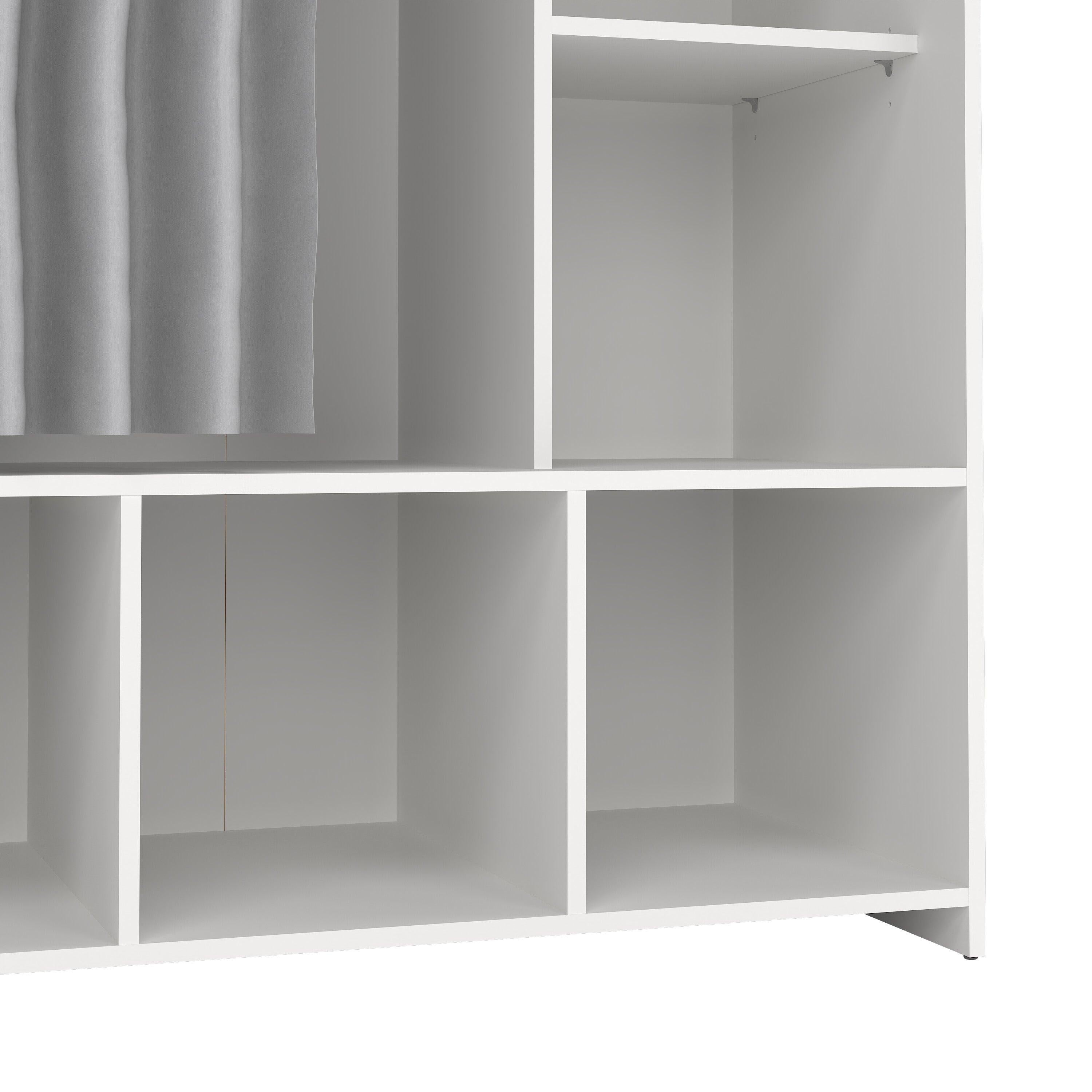 Uppsala Open Wardrobe Unit in White with a Grey Textile Curtain - image 7