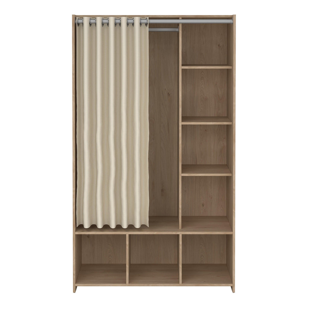 Uppsala Open Wardrobe Unit in Jackson Hickory Oak with a Beige Textile Curtain - image 2