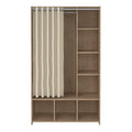 Uppsala Open Wardrobe Unit in Jackson Hickory Oak with a Beige Textile Curtain - image 2