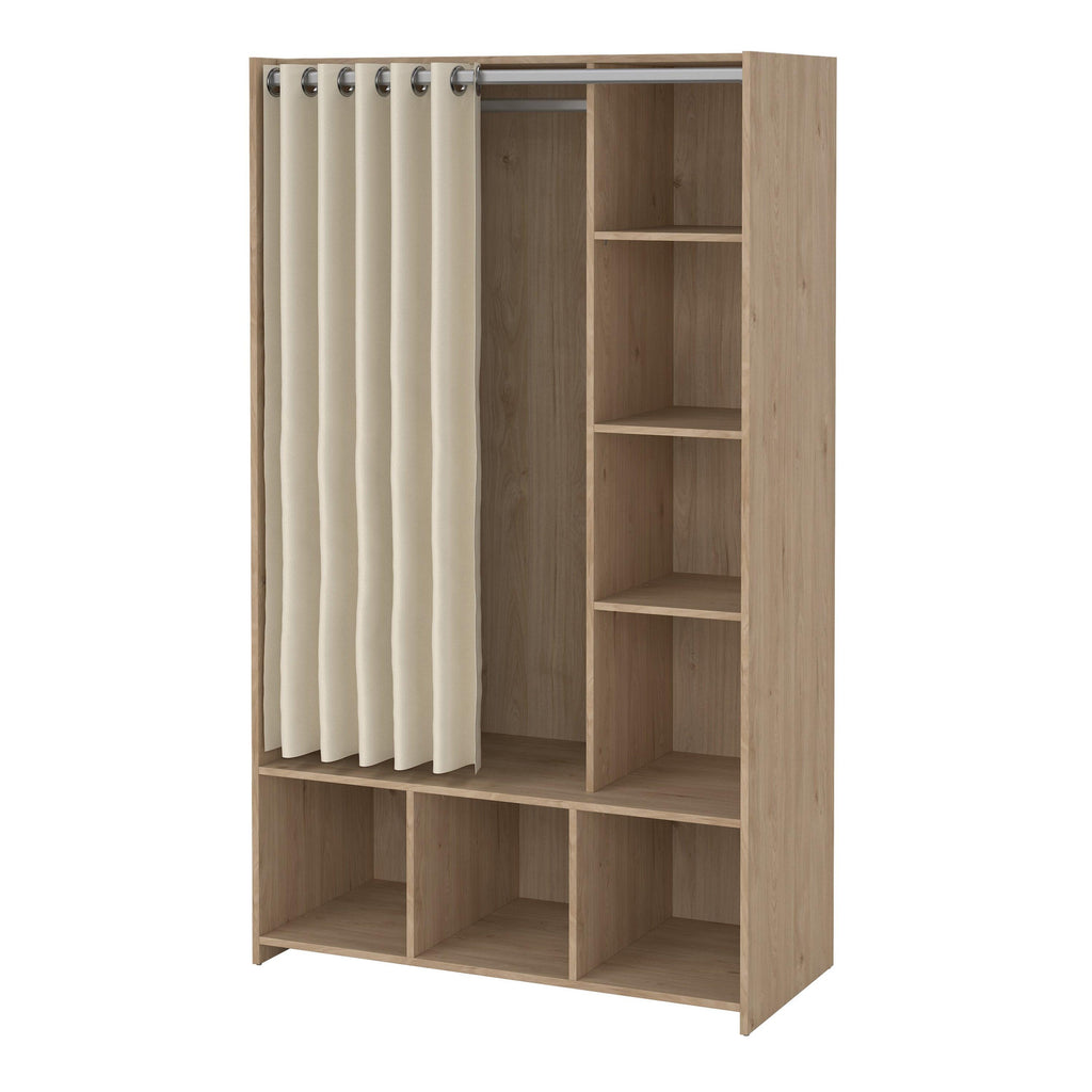 Uppsala Open Wardrobe Unit in Jackson Hickory Oak with a Beige Textile Curtain - image 3