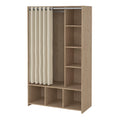 Uppsala Open Wardrobe Unit in Jackson Hickory Oak with a Beige Textile Curtain - image 3
