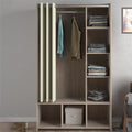 Uppsala Open Wardrobe Unit in Jackson Hickory Oak with a Beige Textile Curtain - image 5