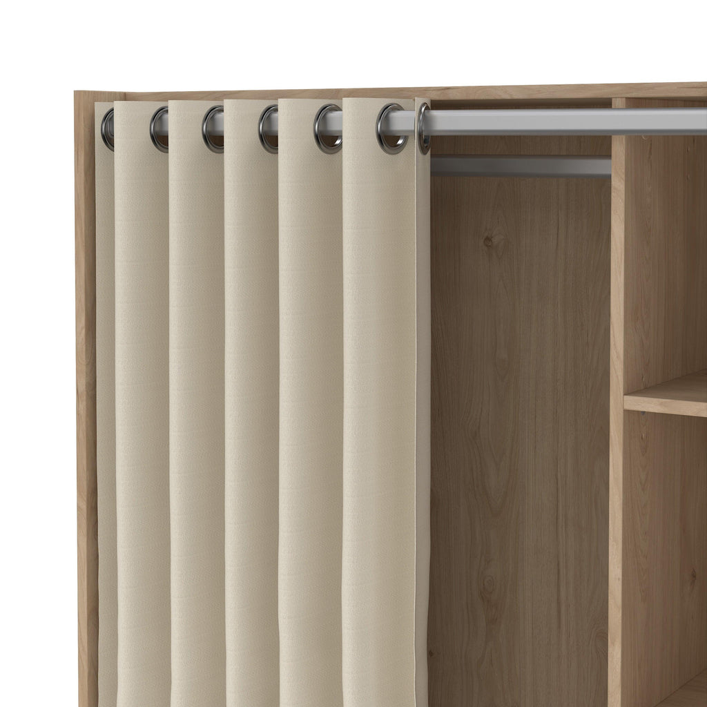 Uppsala Open Wardrobe Unit in Jackson Hickory Oak with a Beige Textile Curtain - image 6