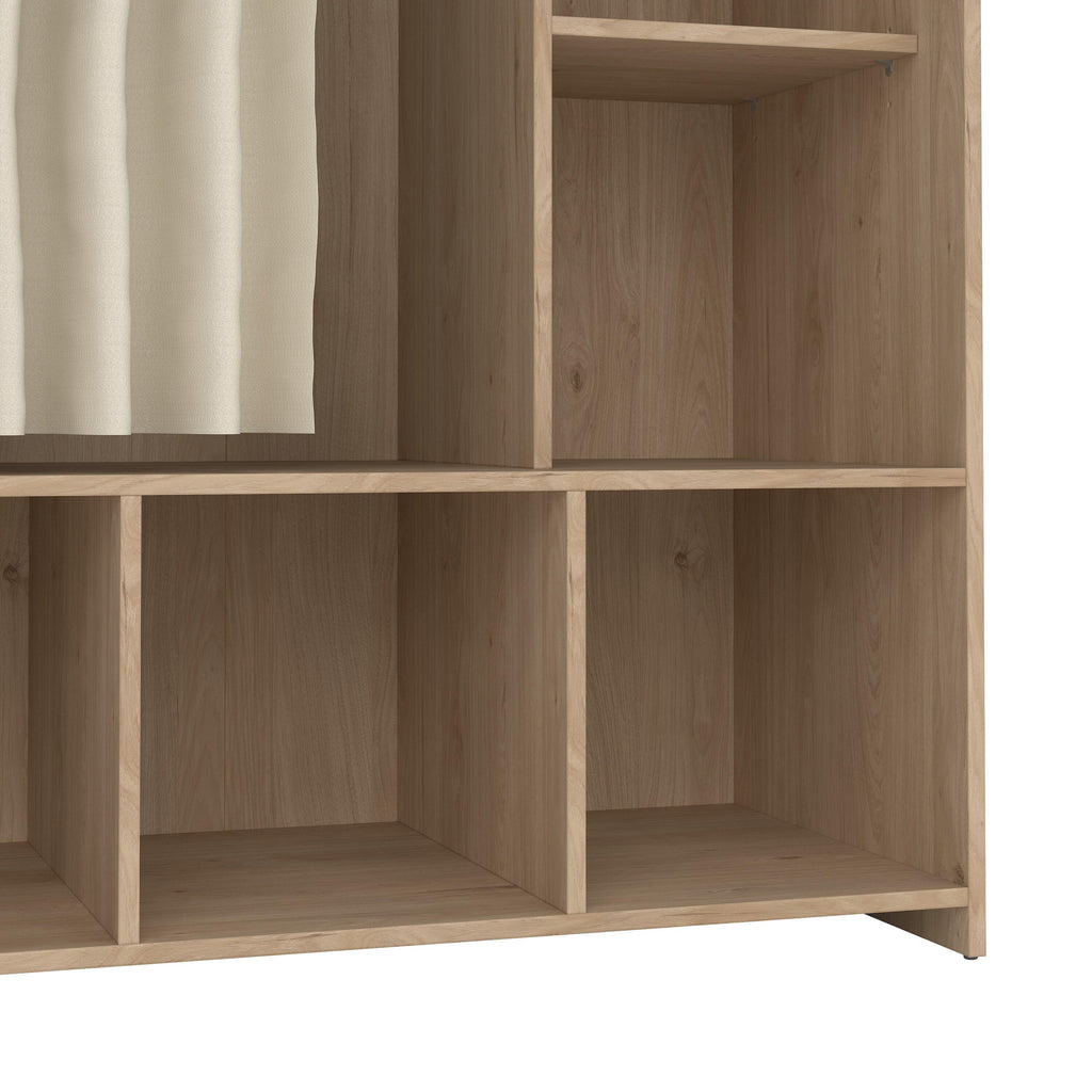 Uppsala Open Wardrobe Unit in Jackson Hickory Oak with a Beige Textile Curtain - image 7