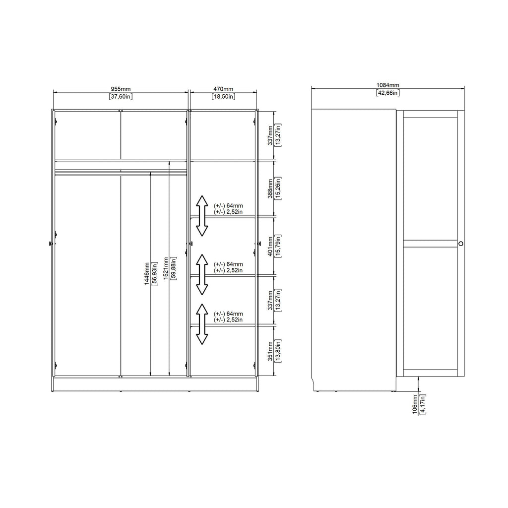 Brande Wardrobe with 3 Frame Doors in White - image 13