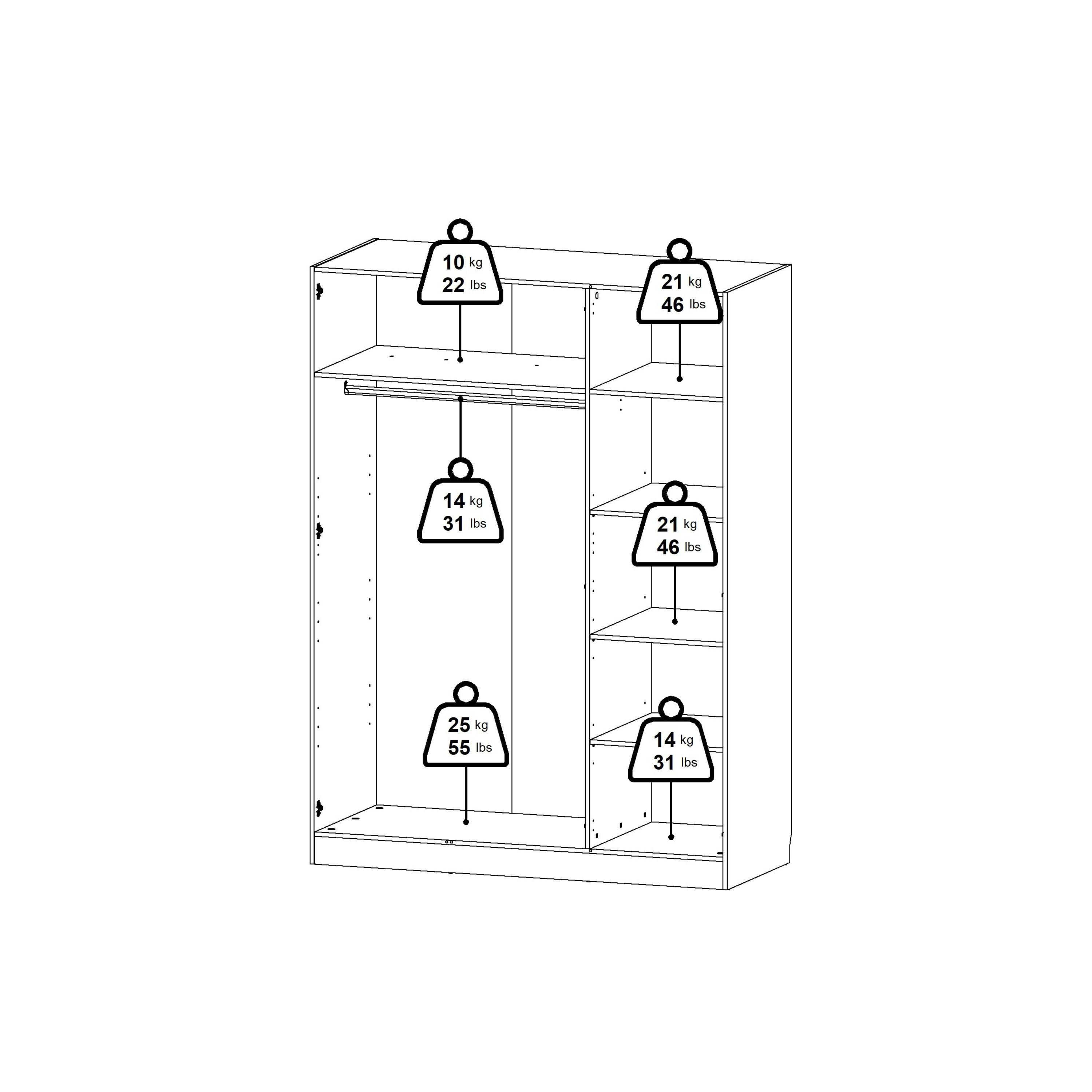 Brande Wardrobe with 3 Frame Doors in White - image 14