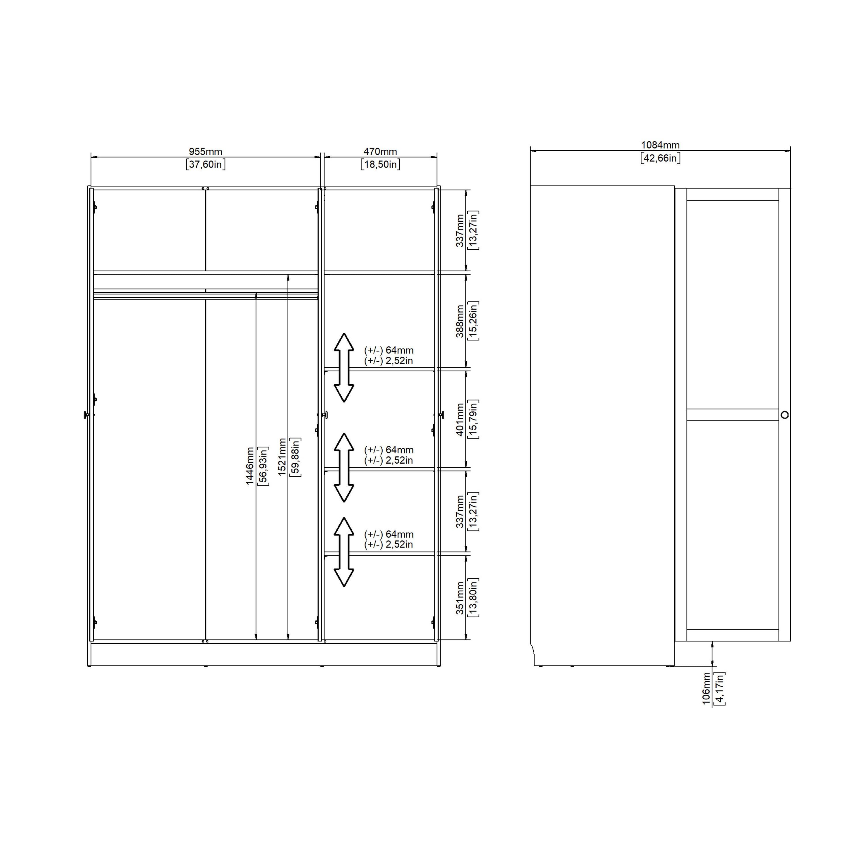 Brande Wardrobe with 3 Frame Doors in Jackson Hickory Oak - image 13