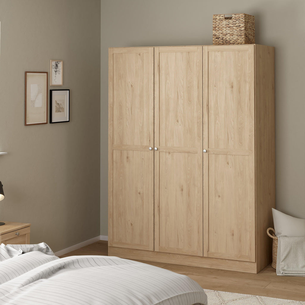 Brande Wardrobe with 3 Frame Doors in Jackson Hickory Oak - image 8