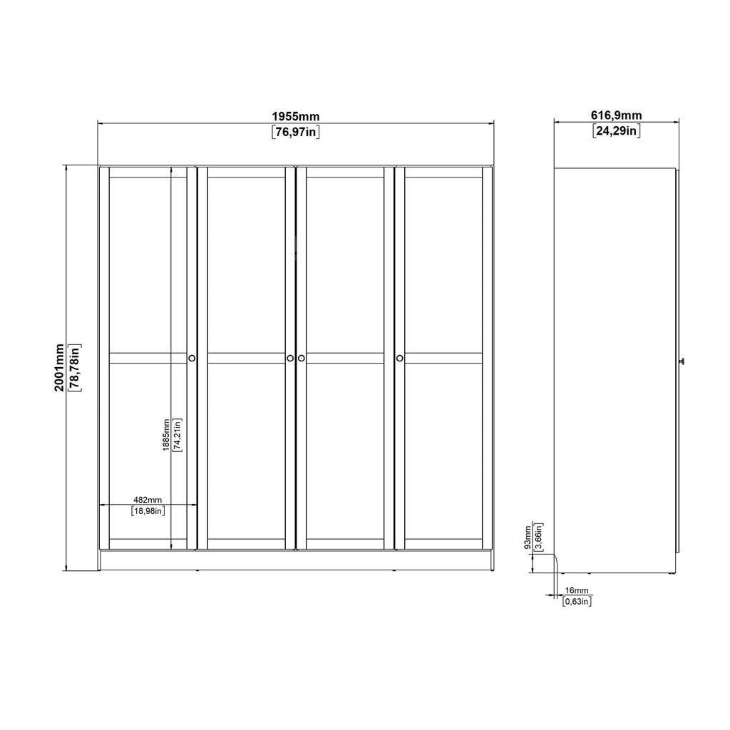 Brande Wardrobe with 4 Frame Doors in White - image 12