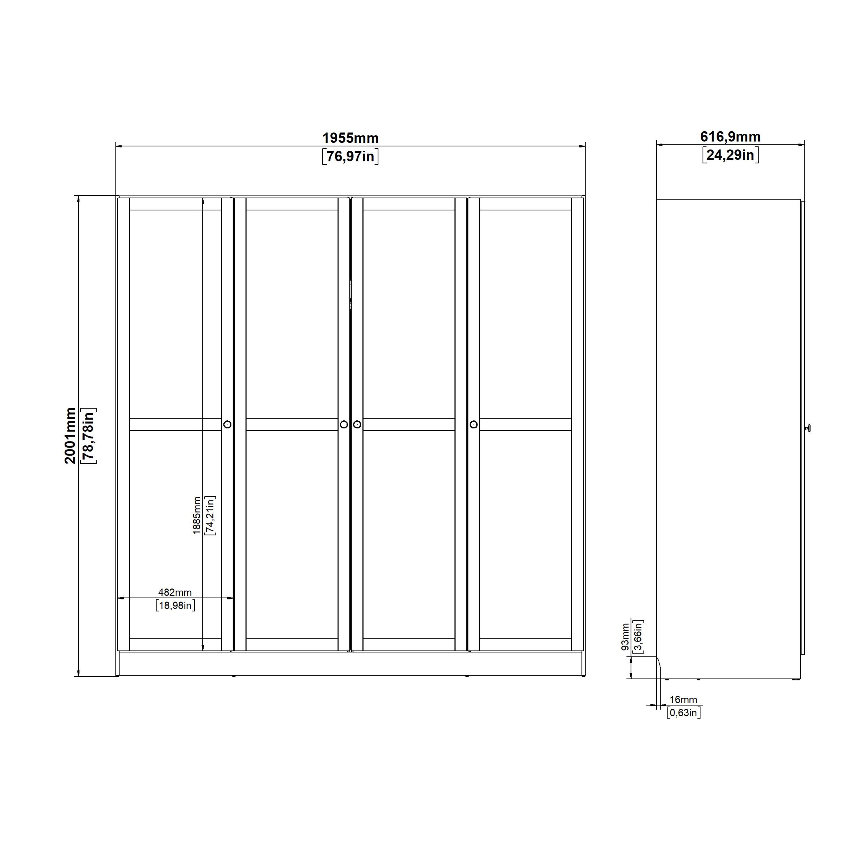 Brande Wardrobe with 4 Frame Doors in White - image 12