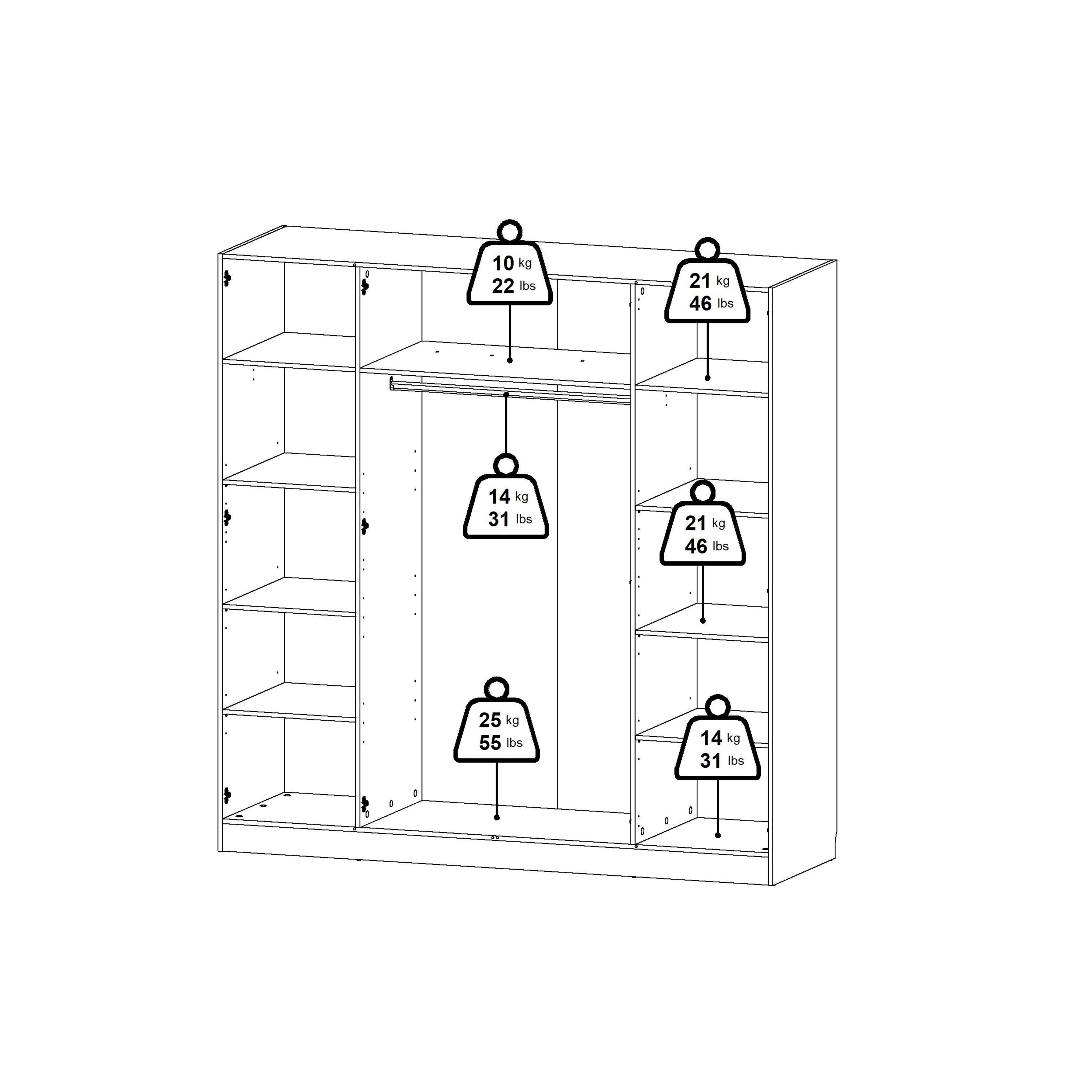 Brande Wardrobe with 4 Frame Doors in White - image 14