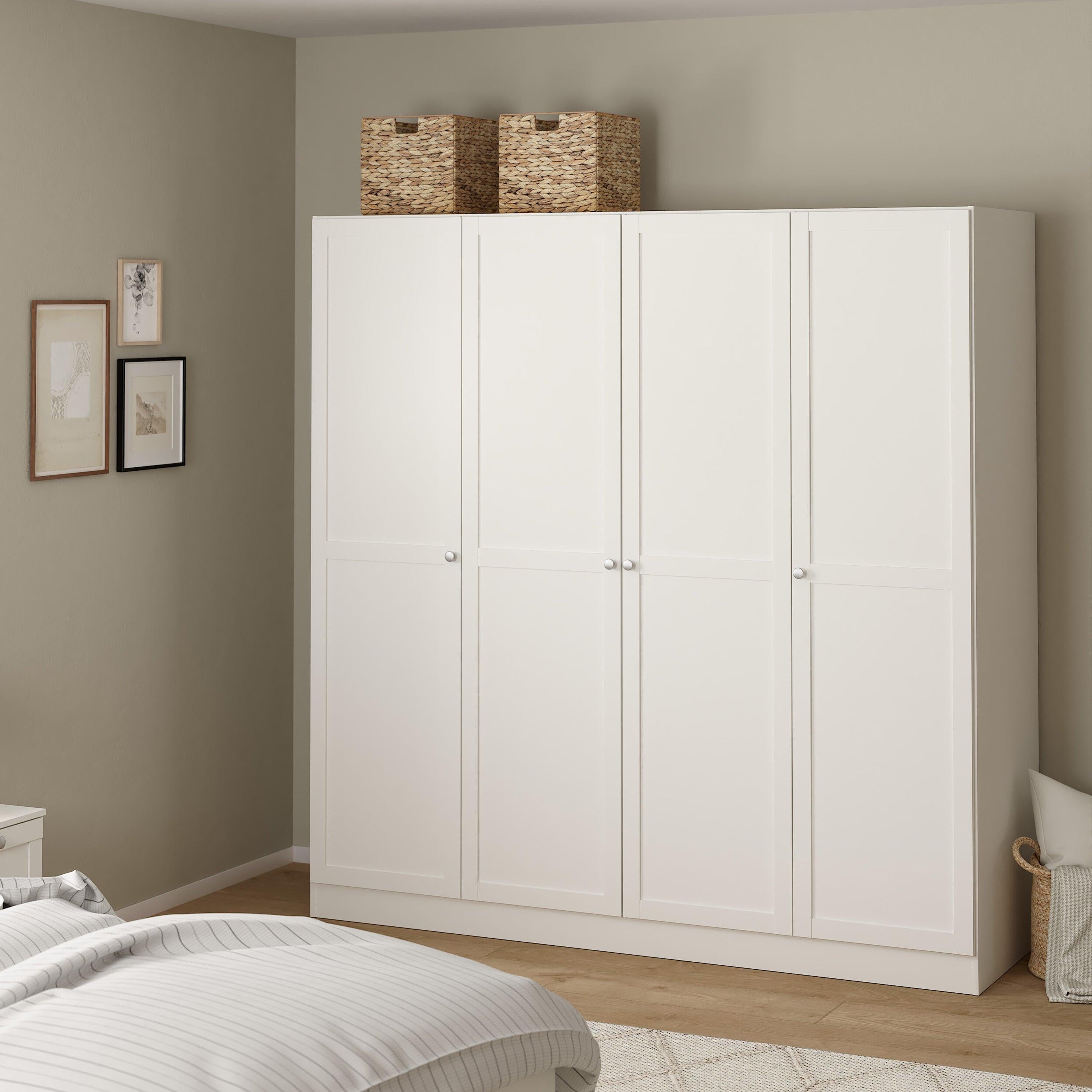 Brande Wardrobe with 4 Frame Doors in White - image 8