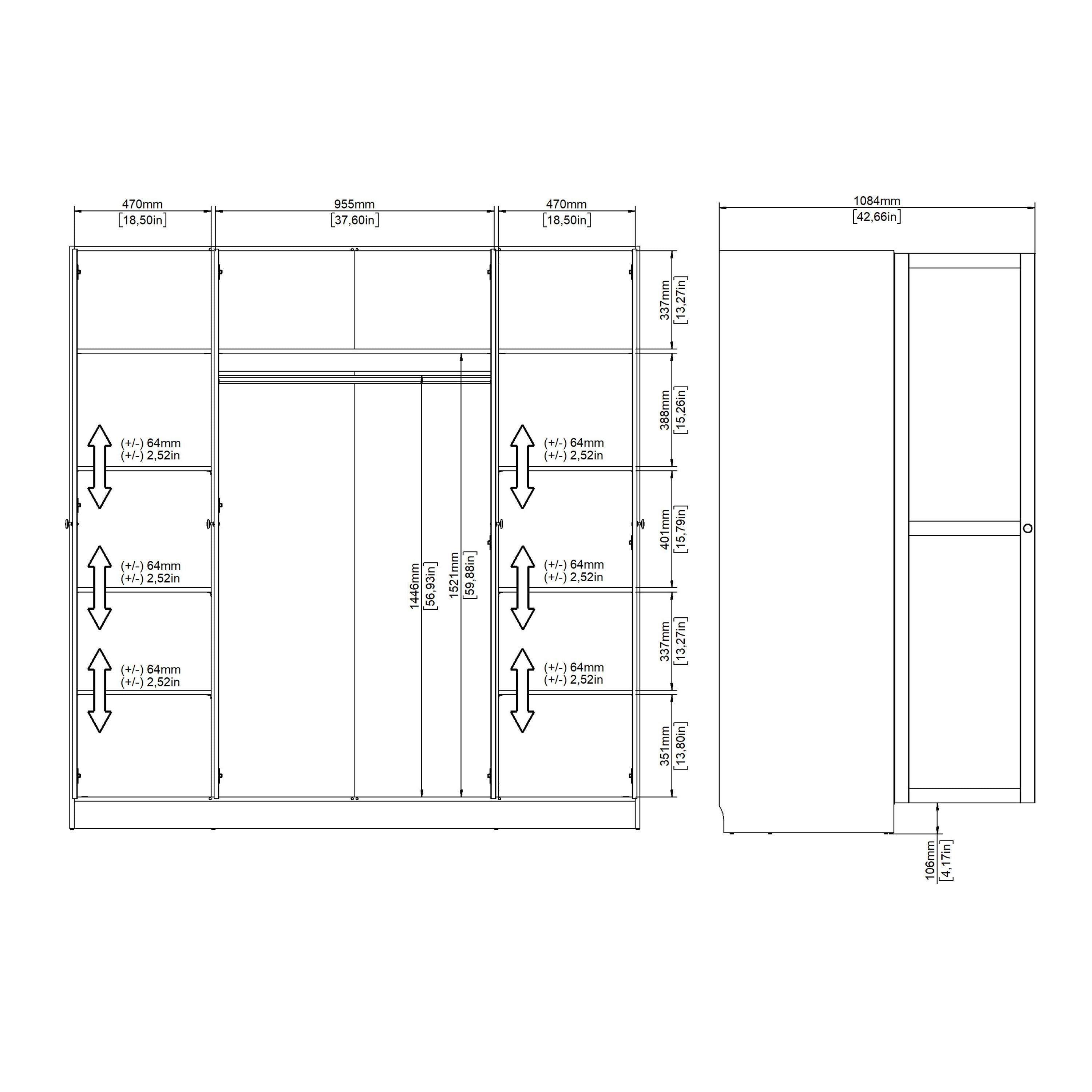 Brande Wardrobe with 4 Frame Doors in Jackson Hickory Oak - image 13