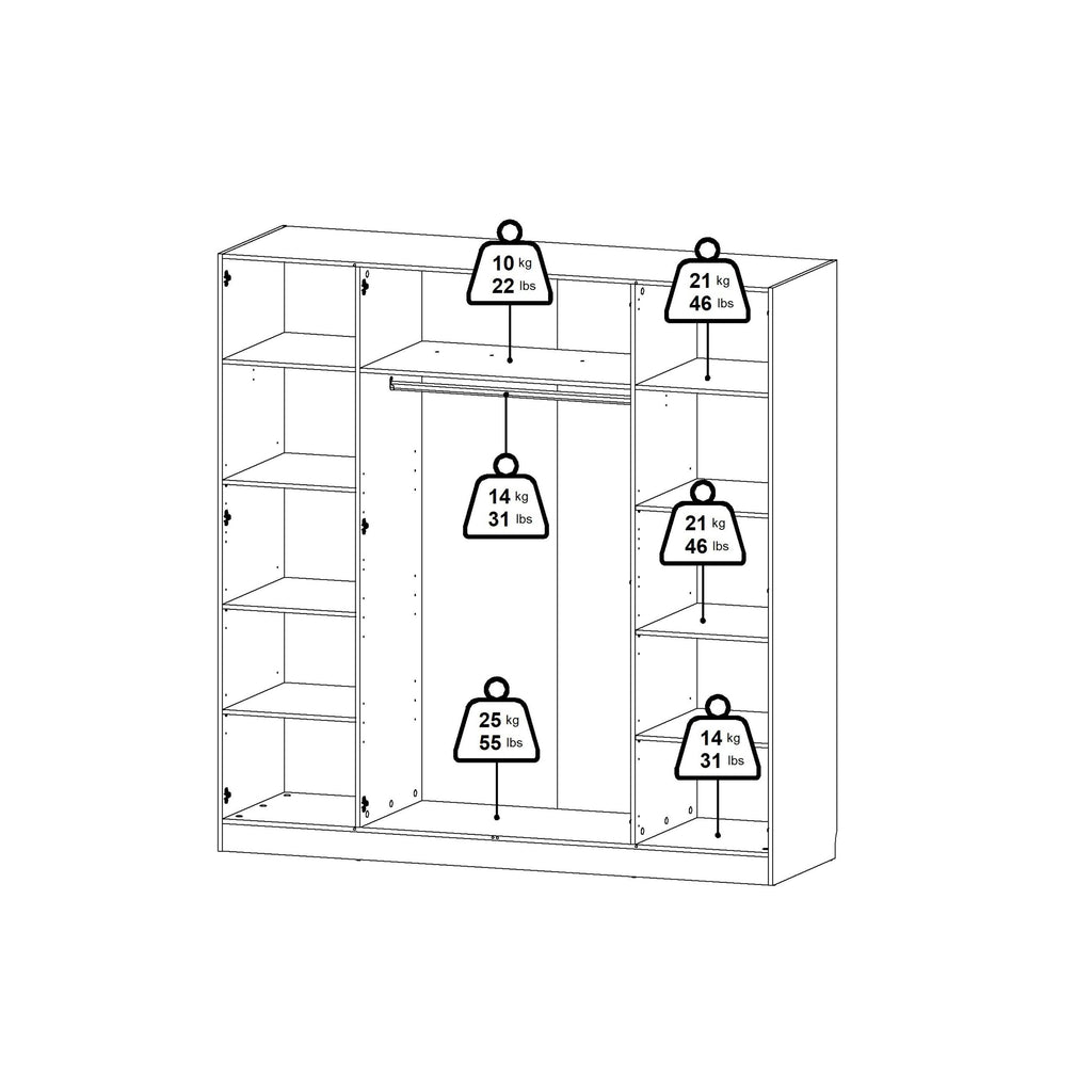 Brande Wardrobe with 4 Frame Doors in Jackson Hickory Oak - image 14