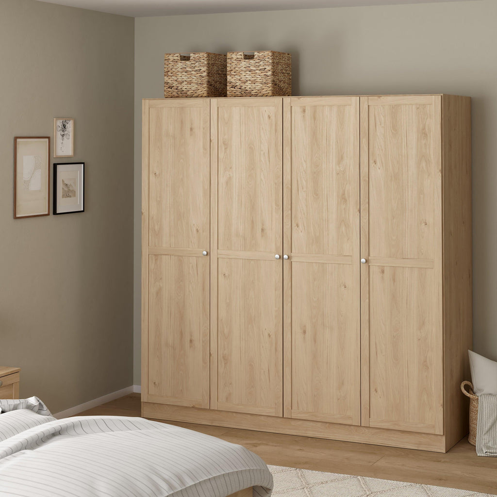 Brande Wardrobe with 4 Frame Doors in Jackson Hickory Oak - image 8