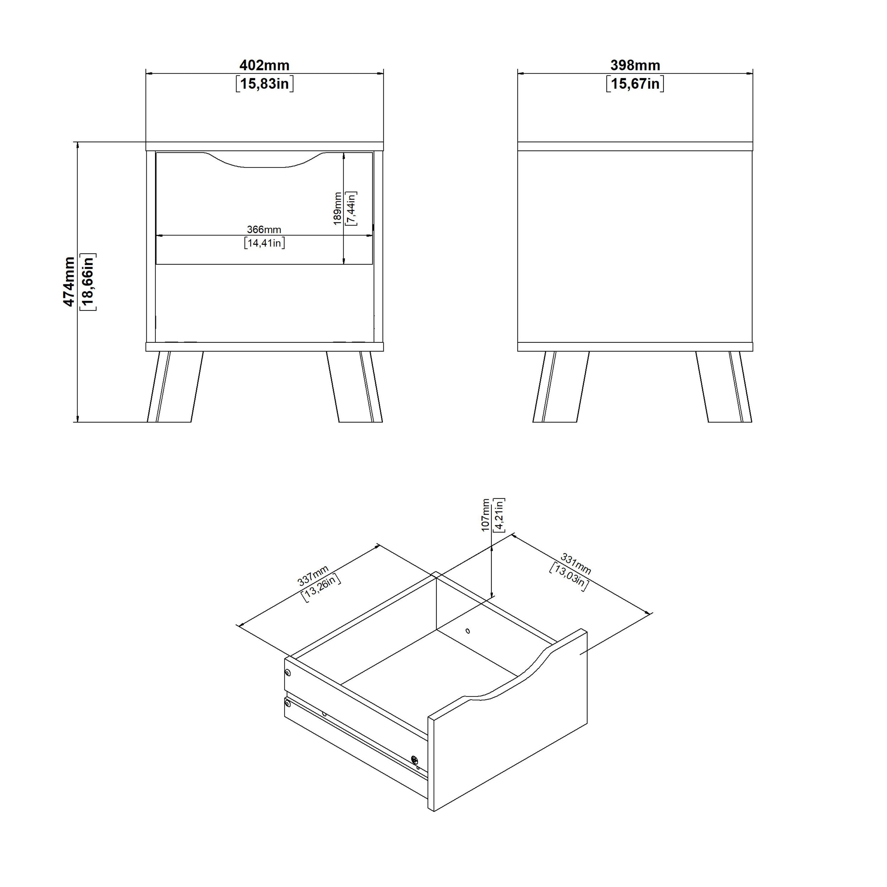 Ikast Nightstand 1 Drawer in Jackson Hickory and White - image 13