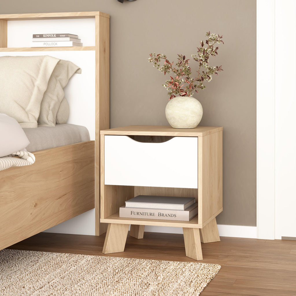 Ikast Nightstand 1 Drawer in Jackson Hickory and White - image 9