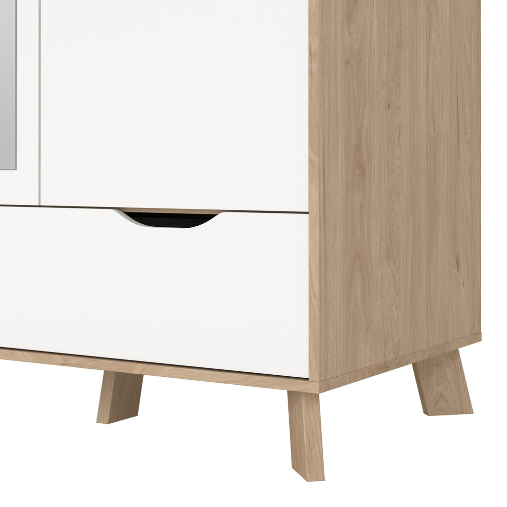Ikast Wardrobe 3 Doors and 2 Drawers with Mirror in Jackson Hickory and White - image 12