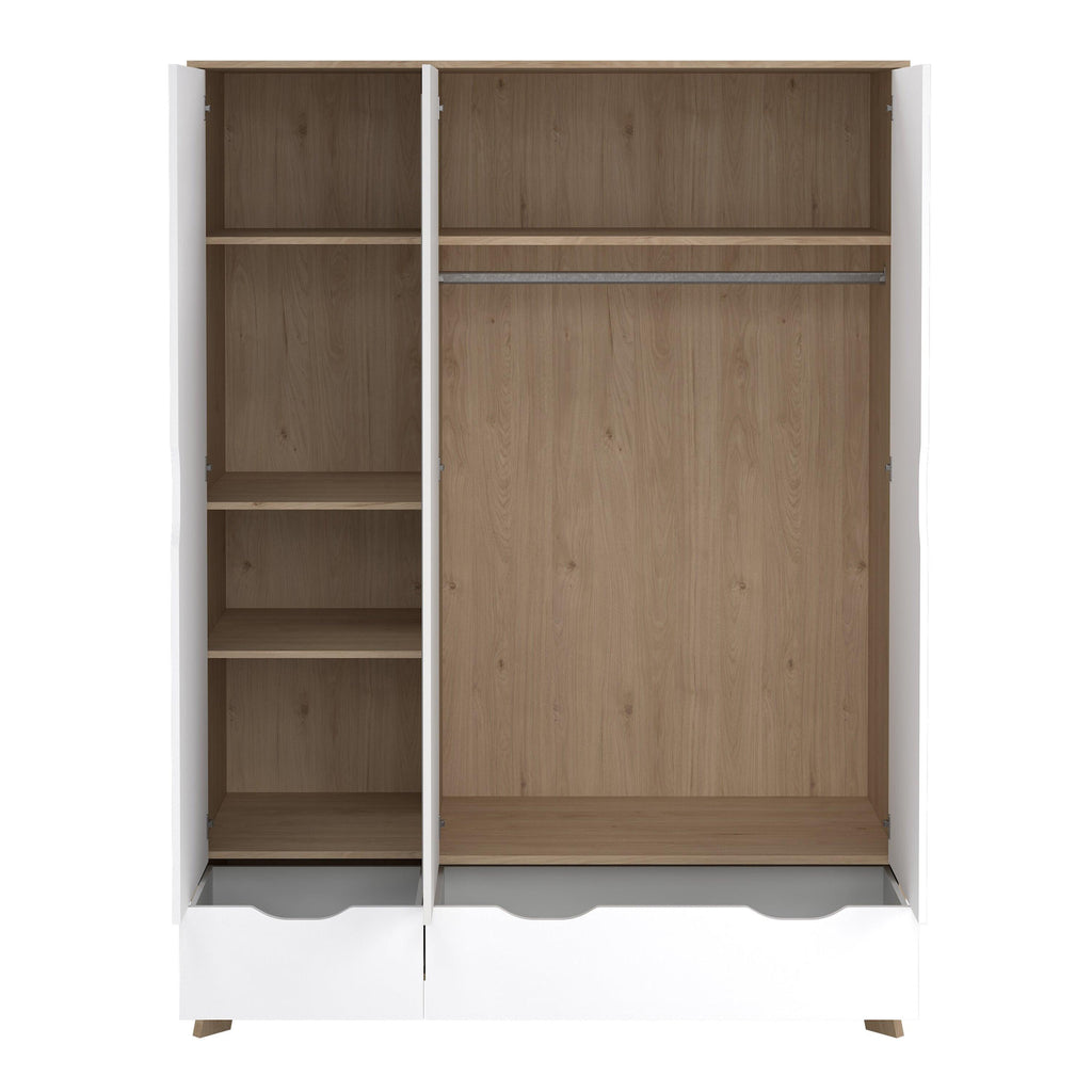 Ikast Wardrobe 3 Doors and 2 Drawers with Mirror in Jackson Hickory and White - image 7