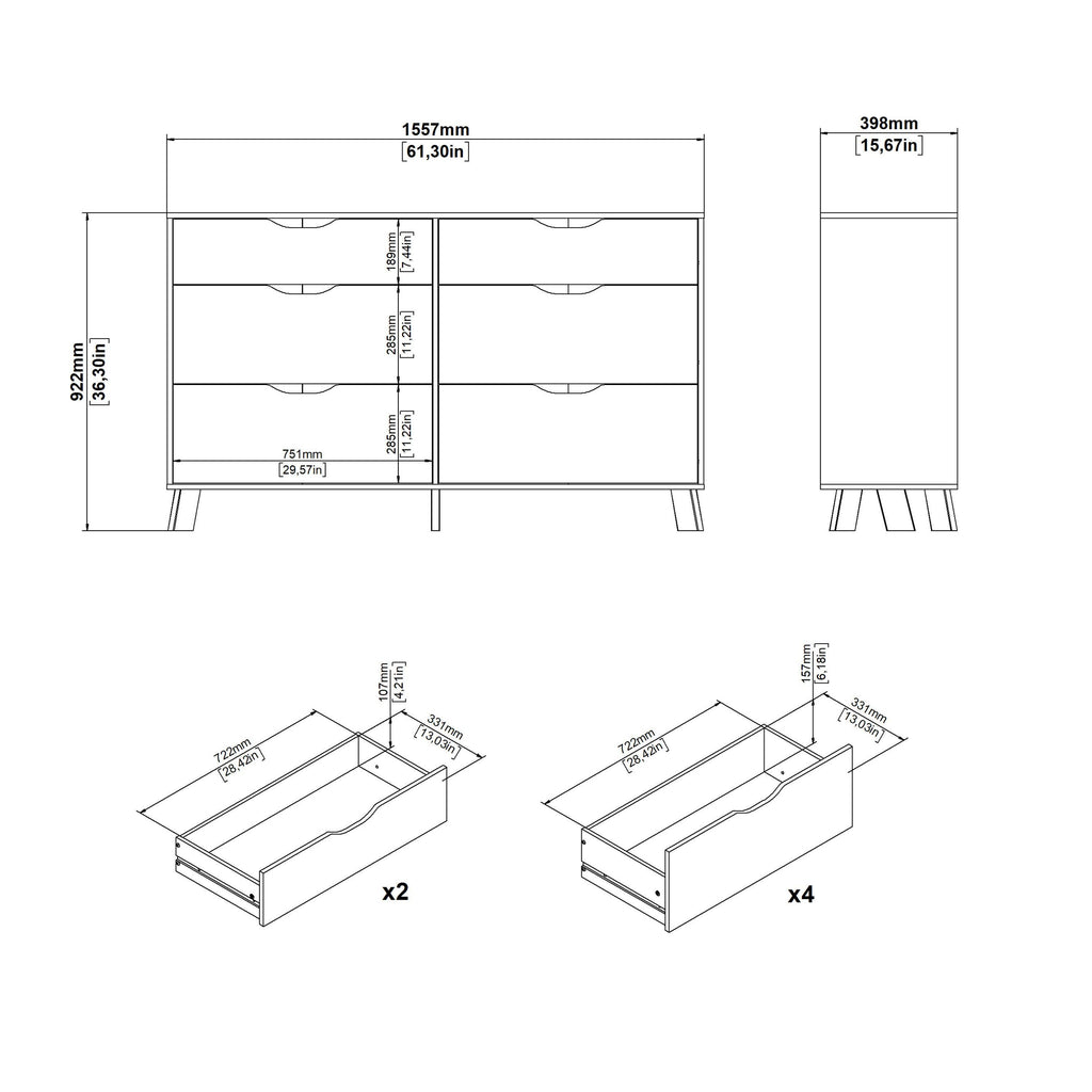 Ikast 6 Drawers Double Dresser in Jackson Hickory and White - image 12