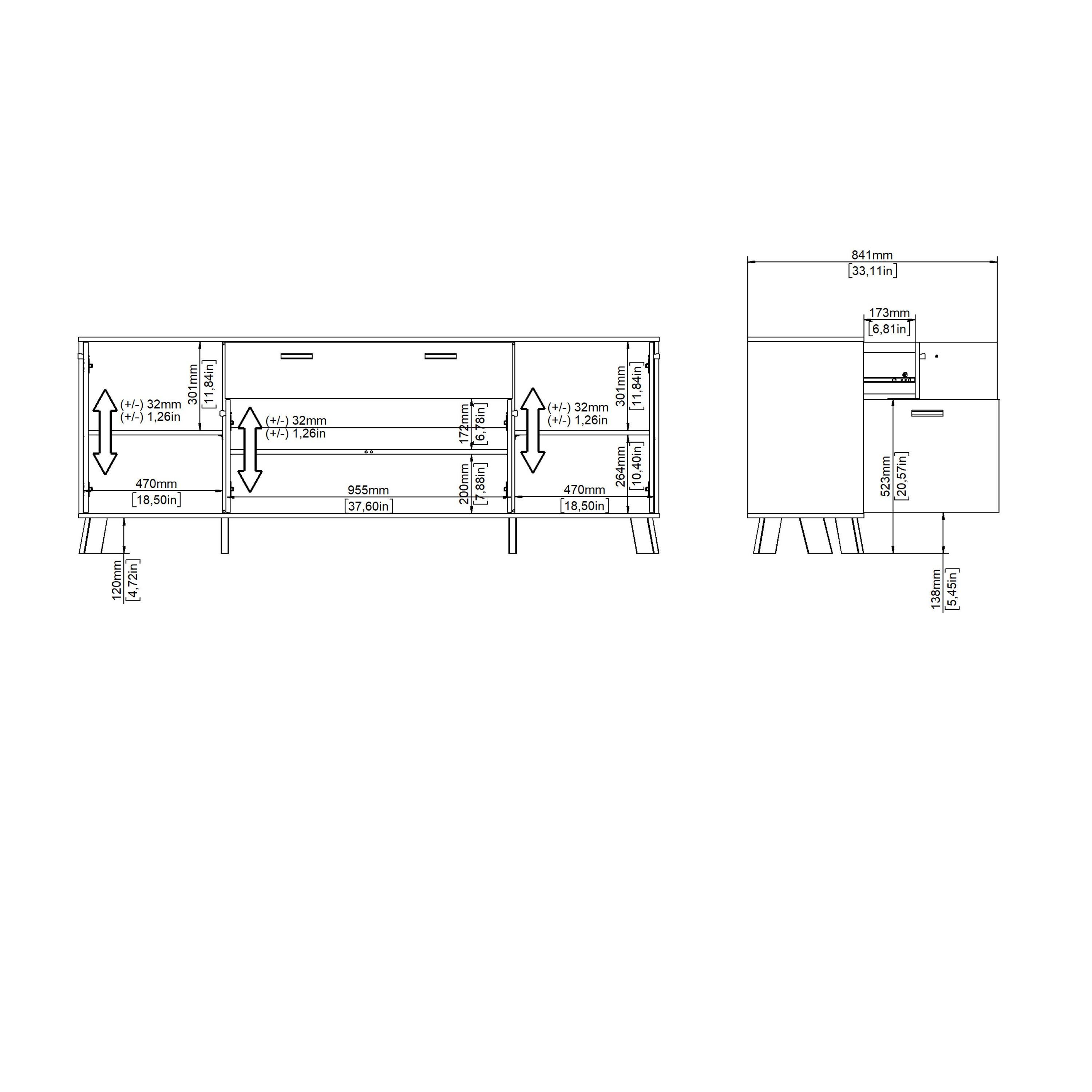 Ikast Sideboard 4 Doors + 1 Drawer in Jackson Hickory and White - image 12