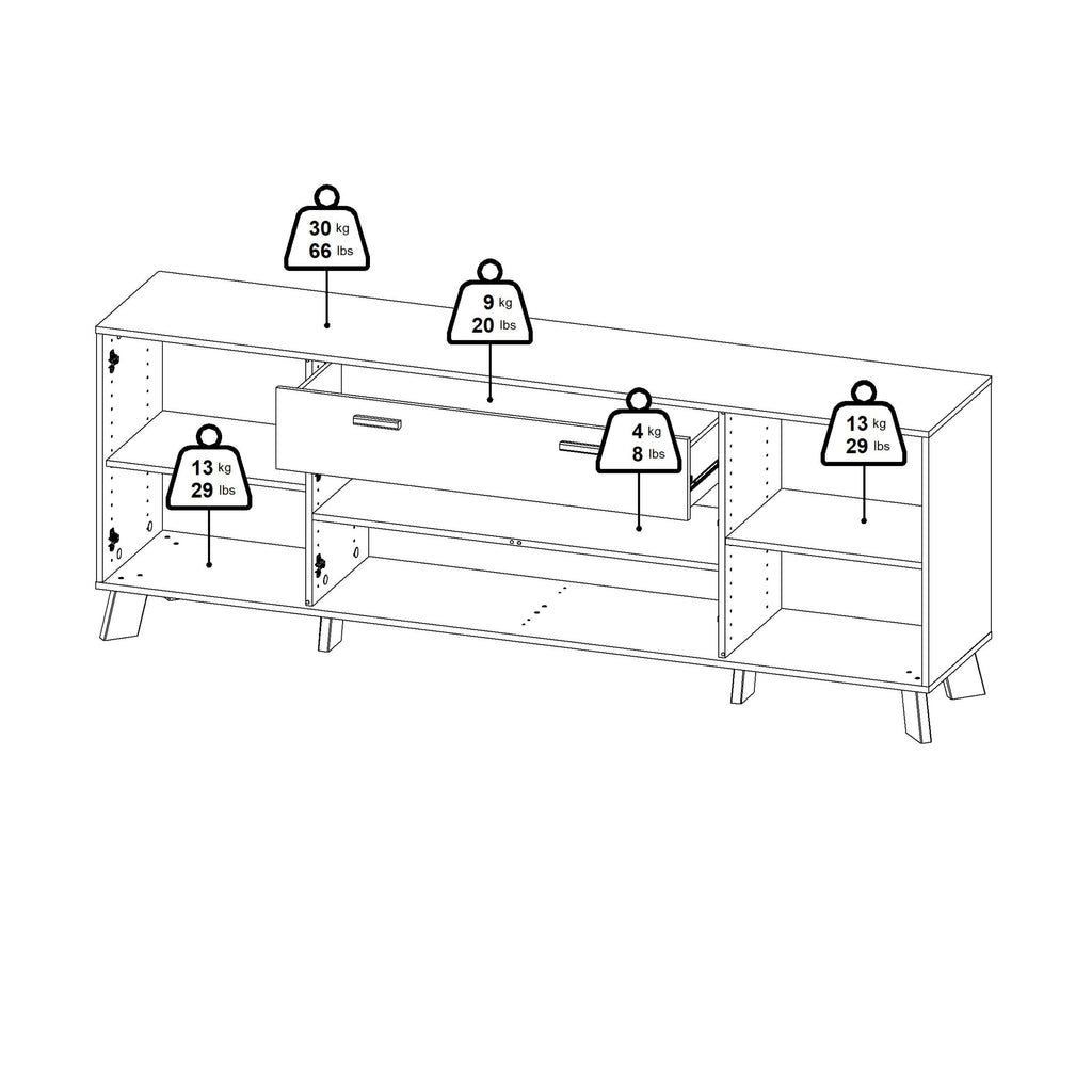 Ikast Sideboard 4 Doors + 1 Drawer in Jackson Hickory and White - image 13