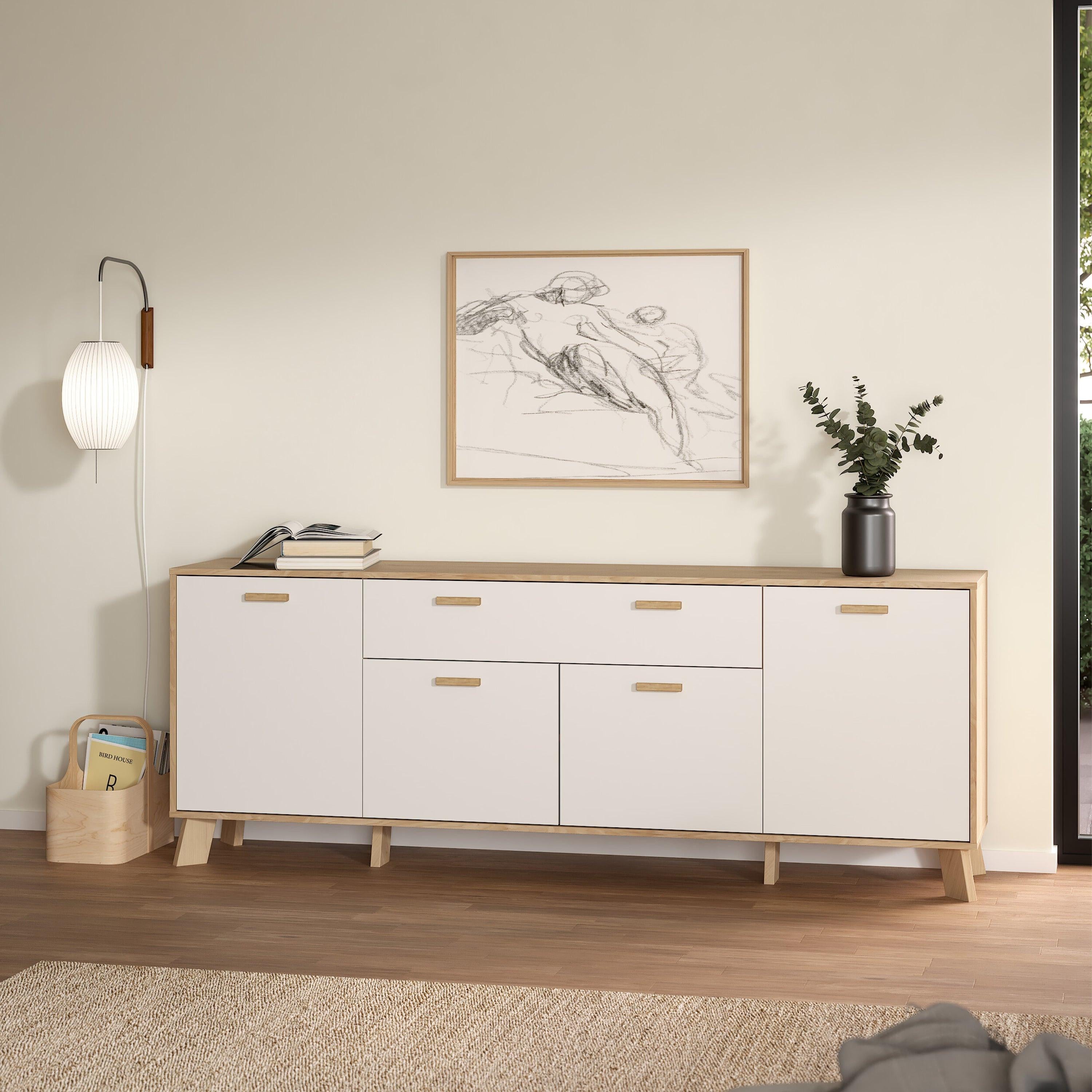 Ikast Sideboard 4 Doors + 1 Drawer in Jackson Hickory and White - image 8