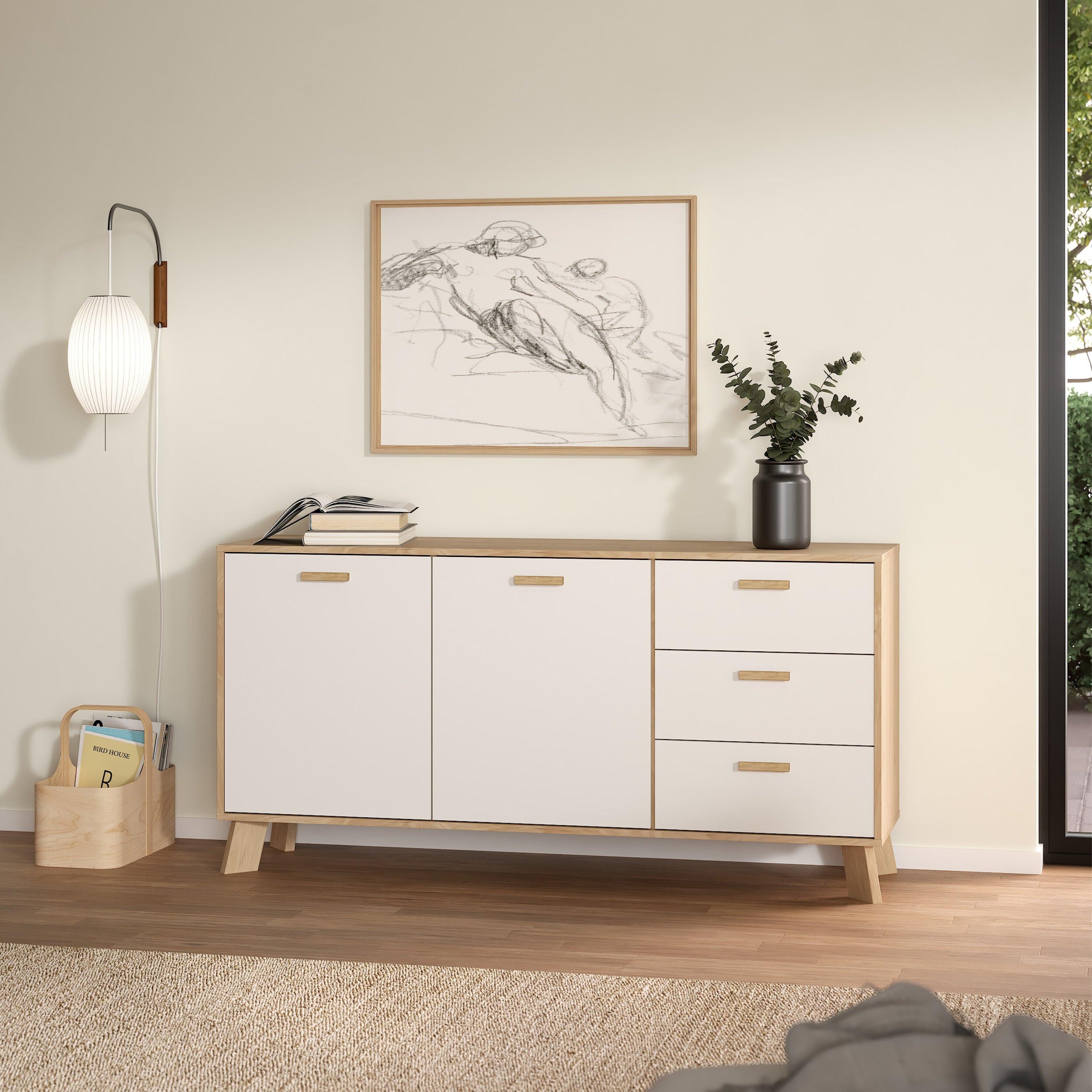 Ikast Sideboard 2 Doors + 3 Drawers in Jackson Hickory and White - image 8