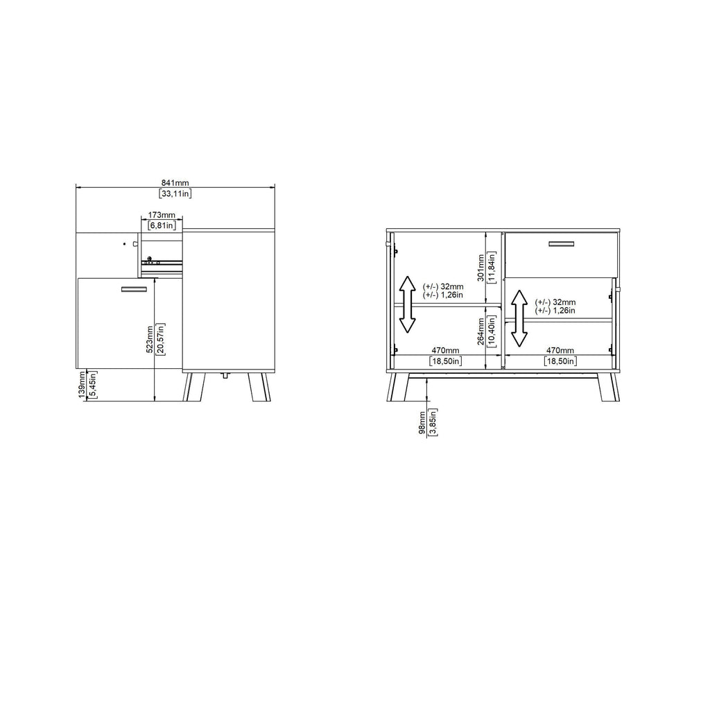 Ikast Sideboard 2 Doors + 1 Drawer in Jackson Hickory and White - image 12