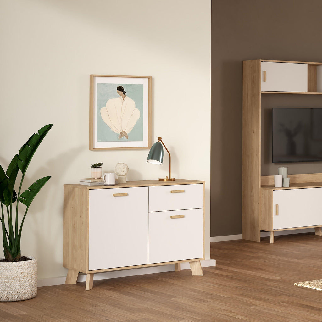 Ikast Sideboard 2 Doors + 1 Drawer in Jackson Hickory and White - image 7