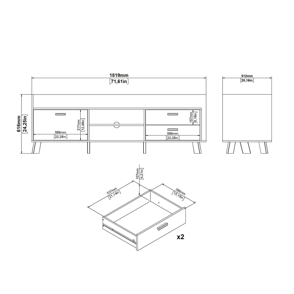Ikast TV-unit with 1 Door + 2 Drawers in Jackson Hickory and White - image 11