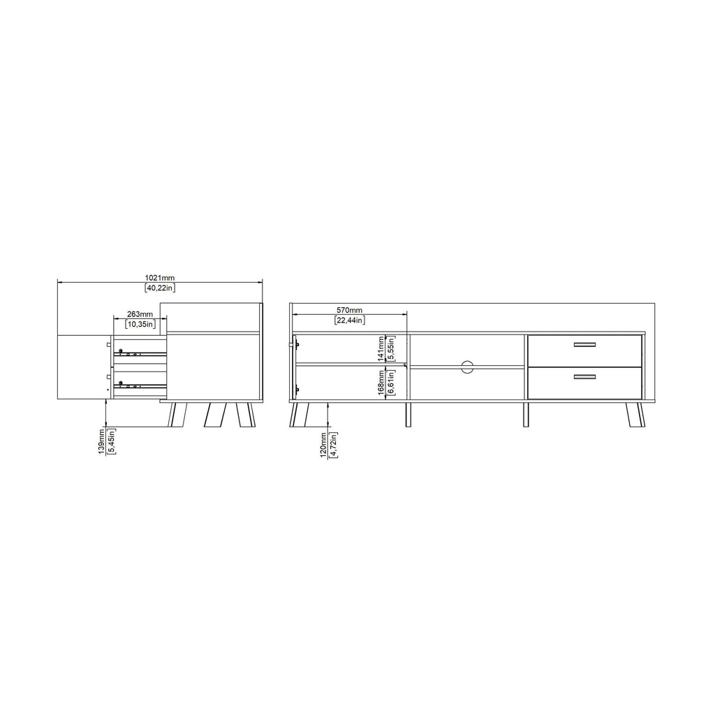 Ikast TV-unit with 1 Door + 2 Drawers in Jackson Hickory and White - image 12