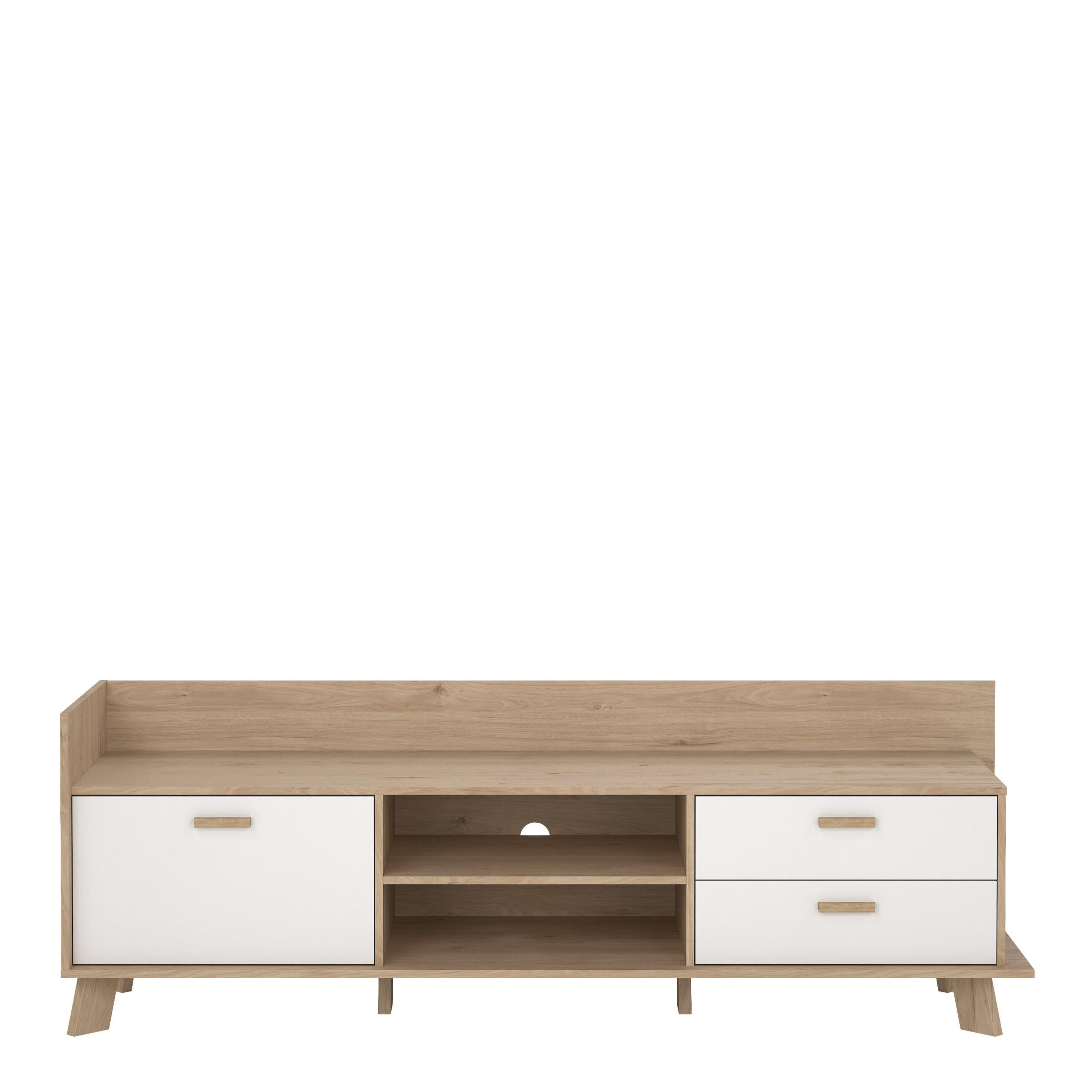 Ikast TV-unit with 1 Door + 2 Drawers in Jackson Hickory and White - image 2