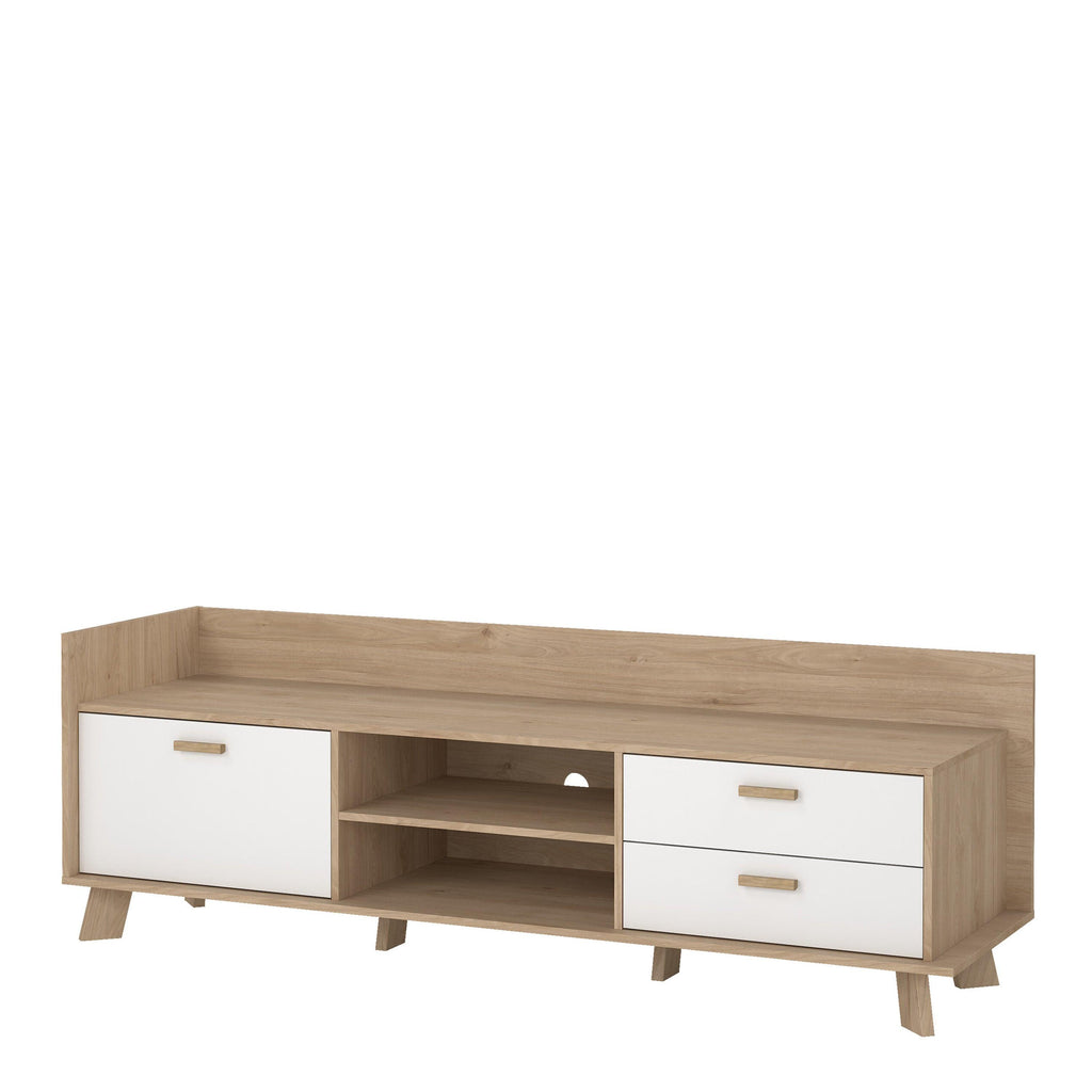 Ikast TV-unit with 1 Door + 2 Drawers in Jackson Hickory and White - image 3