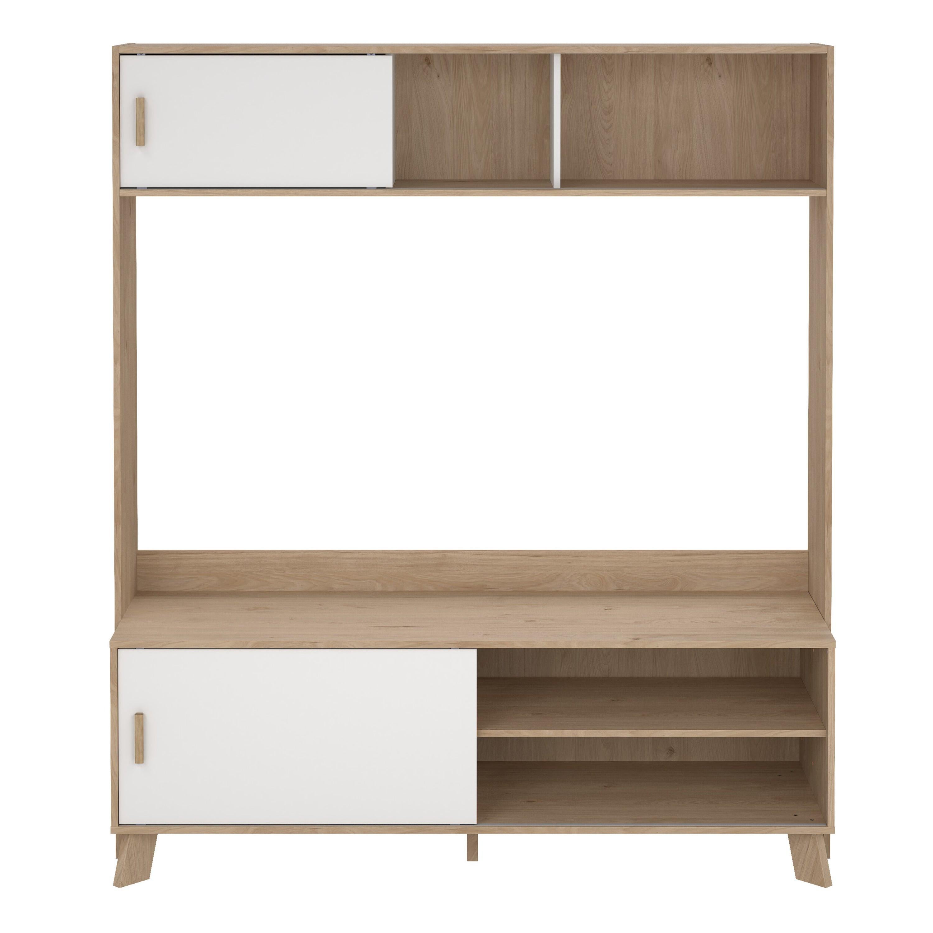 Ikast TV-Wall Unit with 2 Sliding Doors in Jackson Hickory and White - image 2