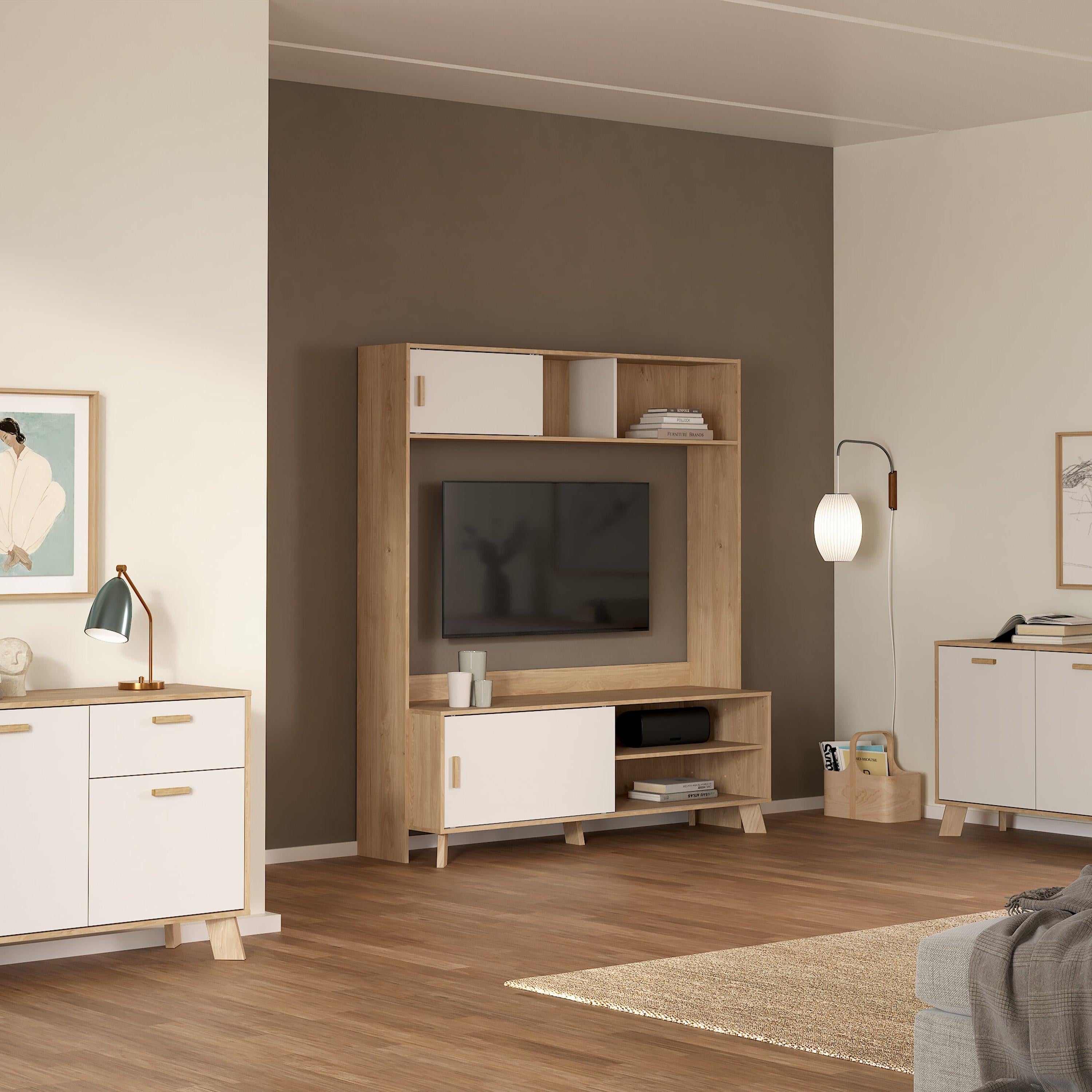 Ikast TV-Wall Unit with 2 Sliding Doors in Jackson Hickory and White - image 7
