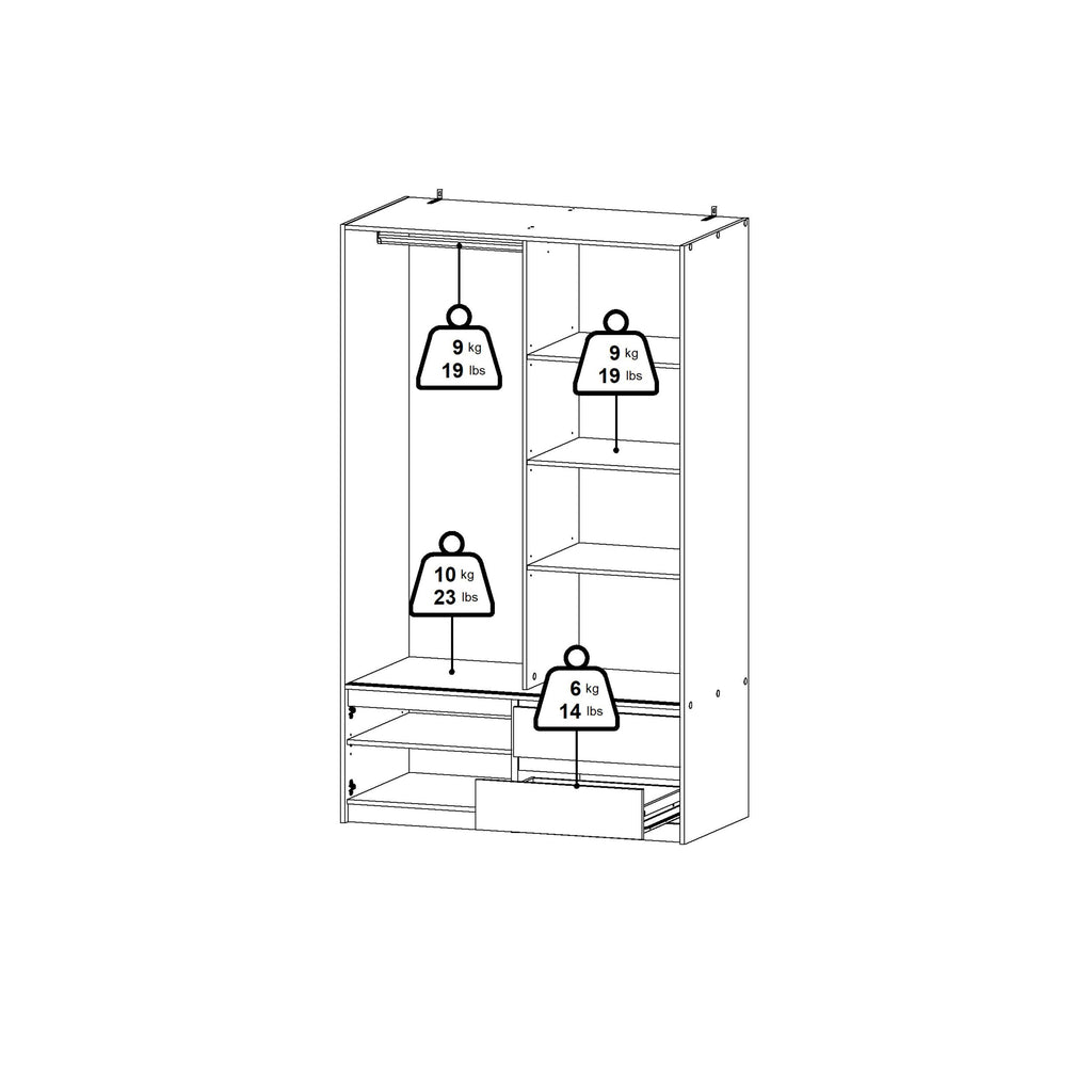 Line Wardrobe with 2 Sliding Doors 1 Small Door and 2 Drawers in Jackson Hickory Oak - image 14