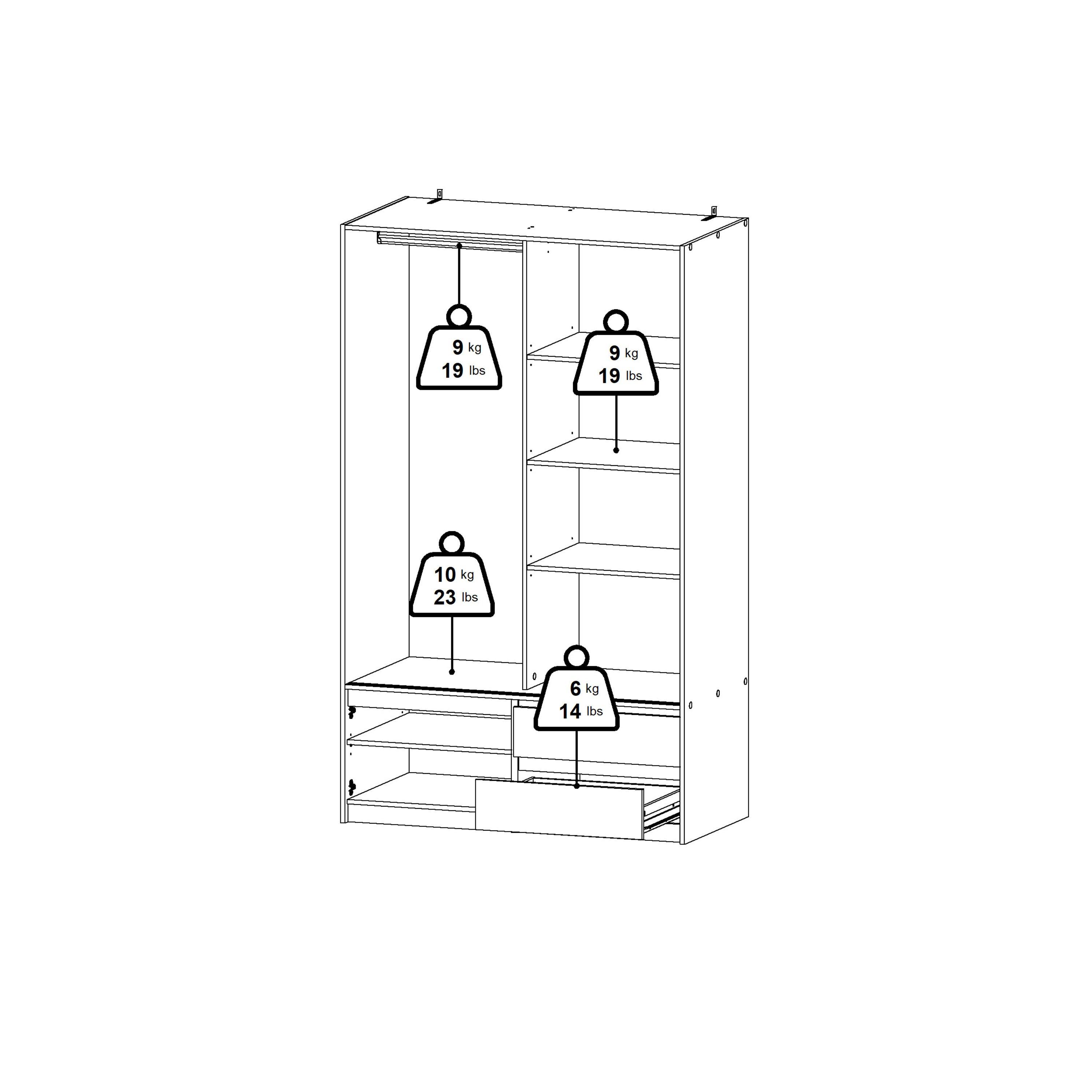 Line Wardrobe with 2 Sliding Doors 1 Small Door and 2 Drawers in Jackson Hickory Oak - image 14